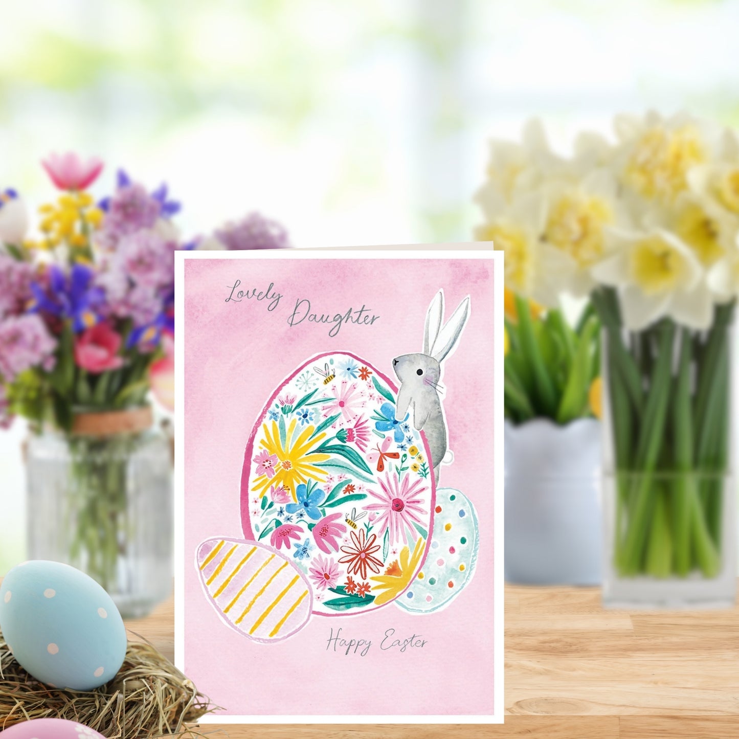 Lovely Daughter Easter Bunny Eggs Easter Card