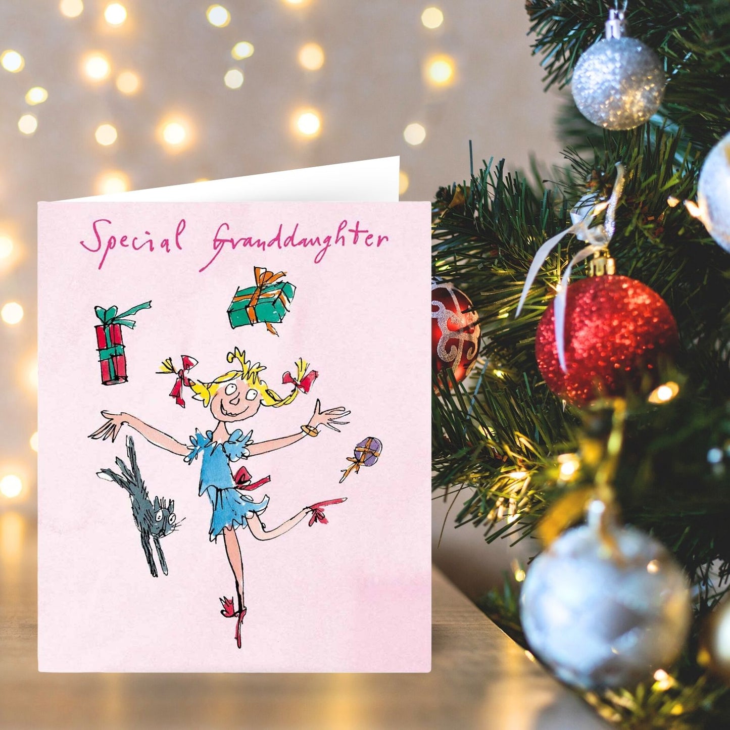 Quentin Blake Special Granddaughter Christmas Card Juggling Cat Xmas Greetings