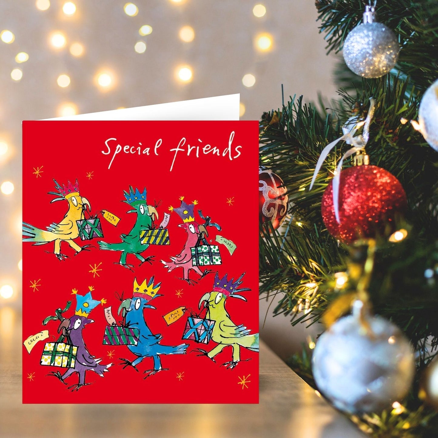Quentin Blake Special Friends Christmas Card Celebration Parrots Xmas Greetings