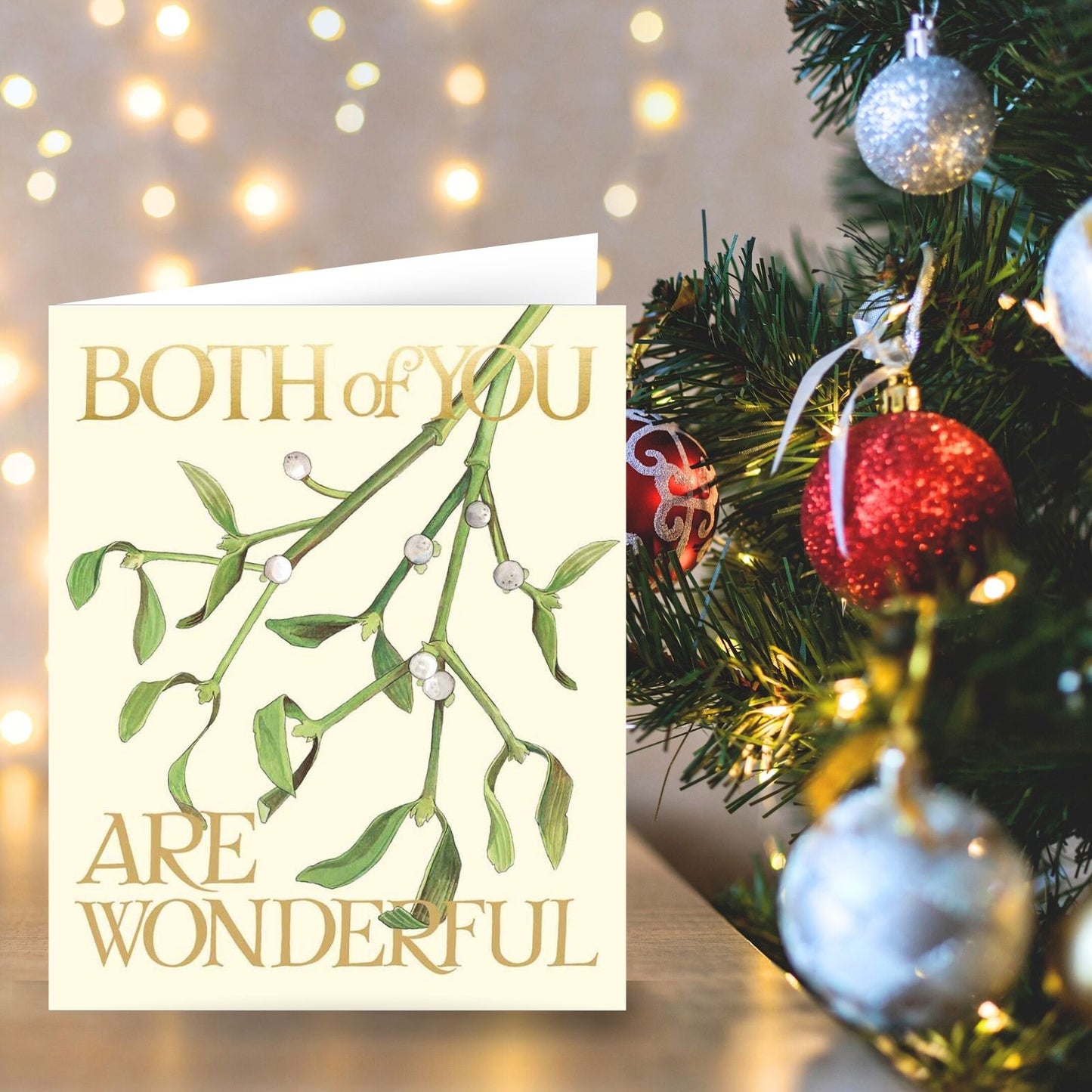 Emma Bridgewater Both Of You Christmas Card Gold Foiled Mistletoe Xmas Greetings