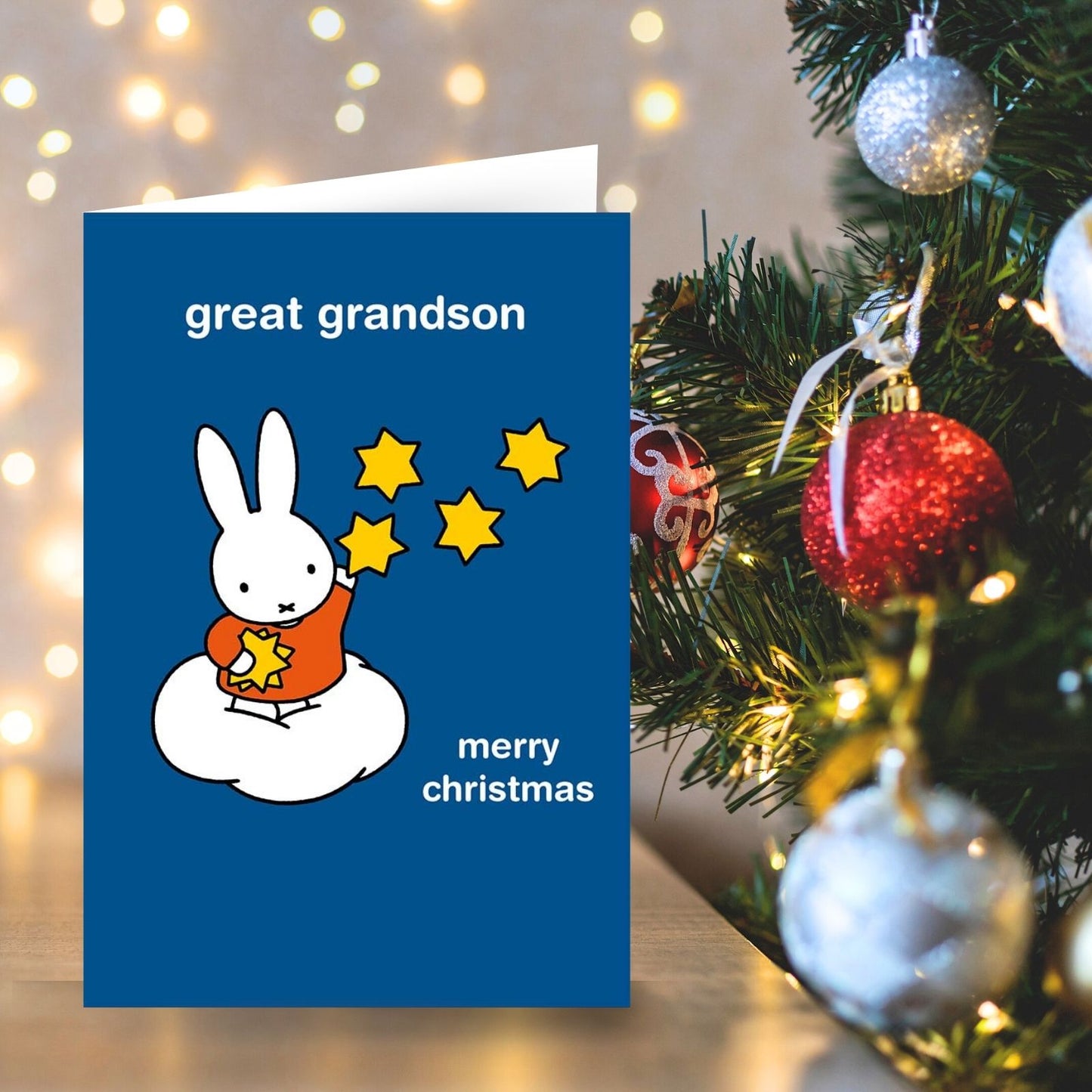 Miffy Great Grandson Christmas Card Cute Bunny Reach For Stars Xmas Greetings