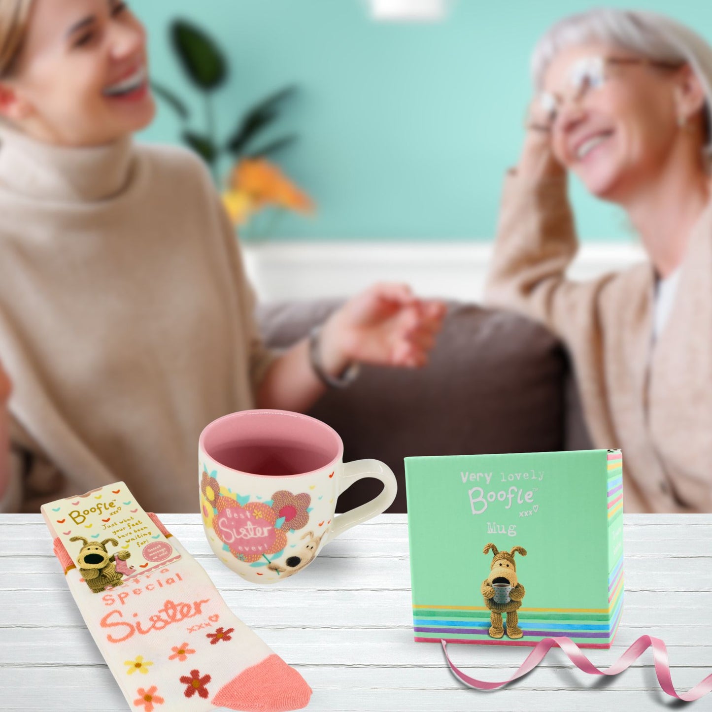 Boofle Loveliest Sister Mug & Socks Gift Set