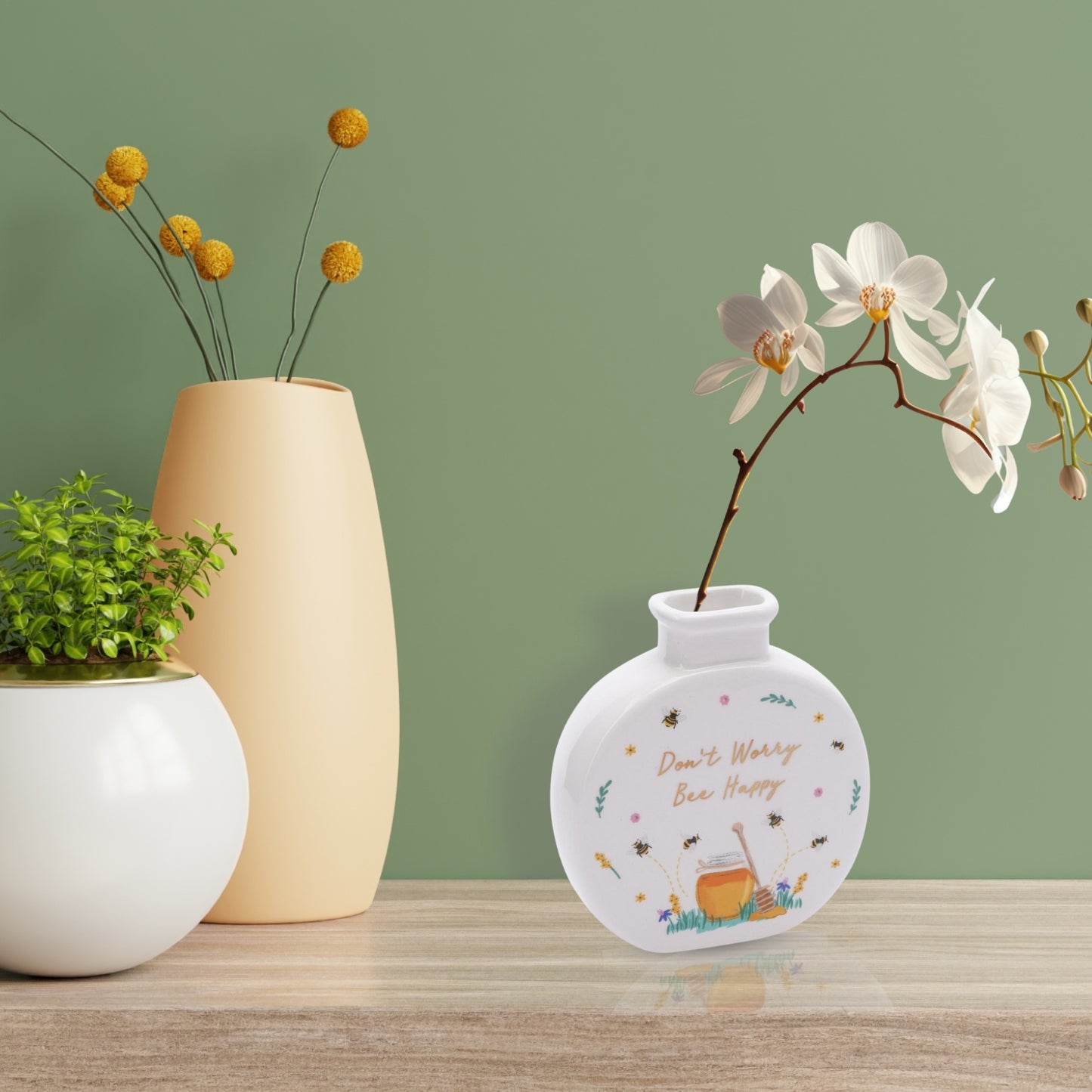 The Beekeeper Don't Worry Bee Happy Mini Ceramic Bud Vase Gift Idea