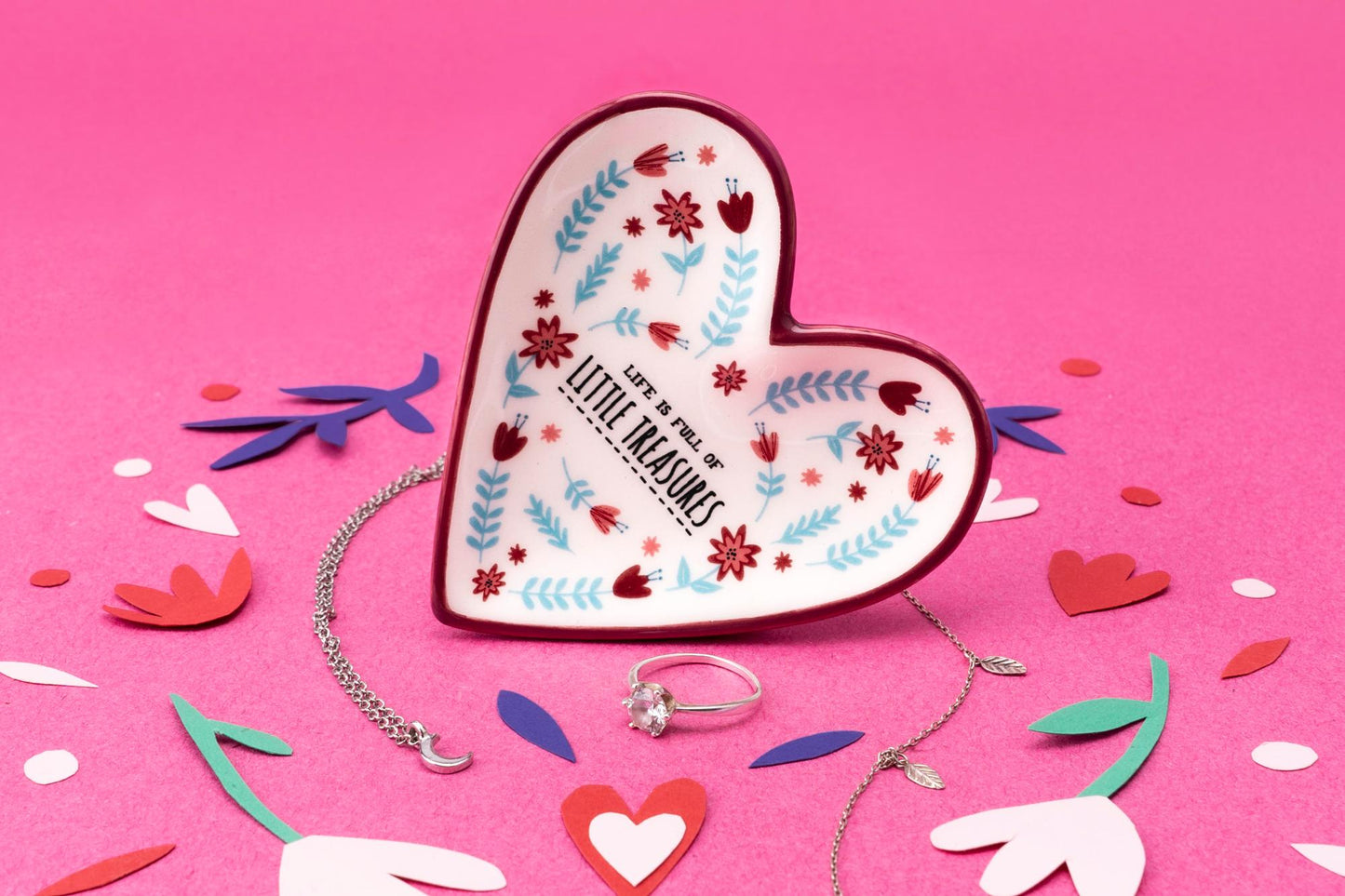 Live Happy Life Is Full Of Little Treasures Ceramic Trinket Tray Dish Gift