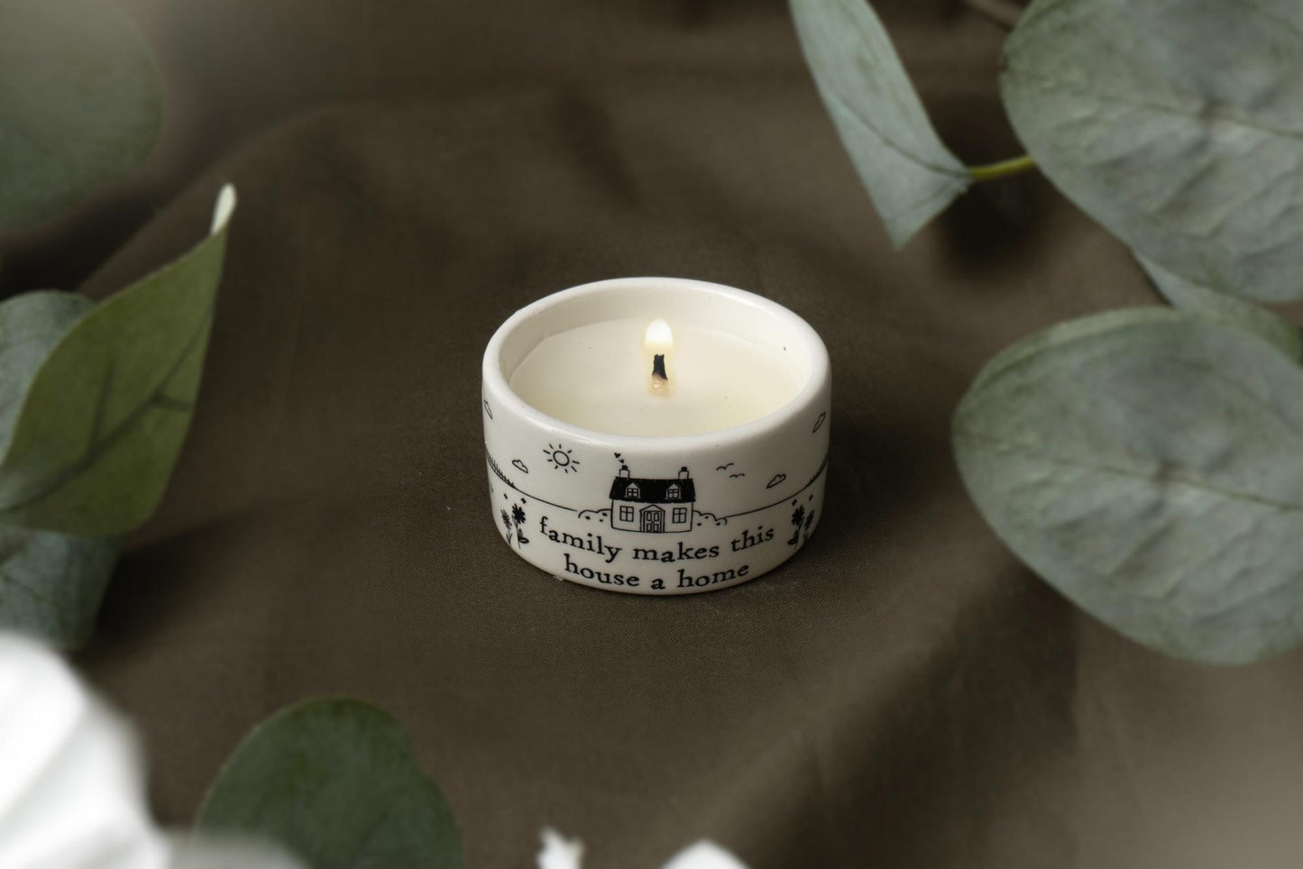 Send With Love Family Makes House A Home Ceramic Tealight Candle Gift In A Box