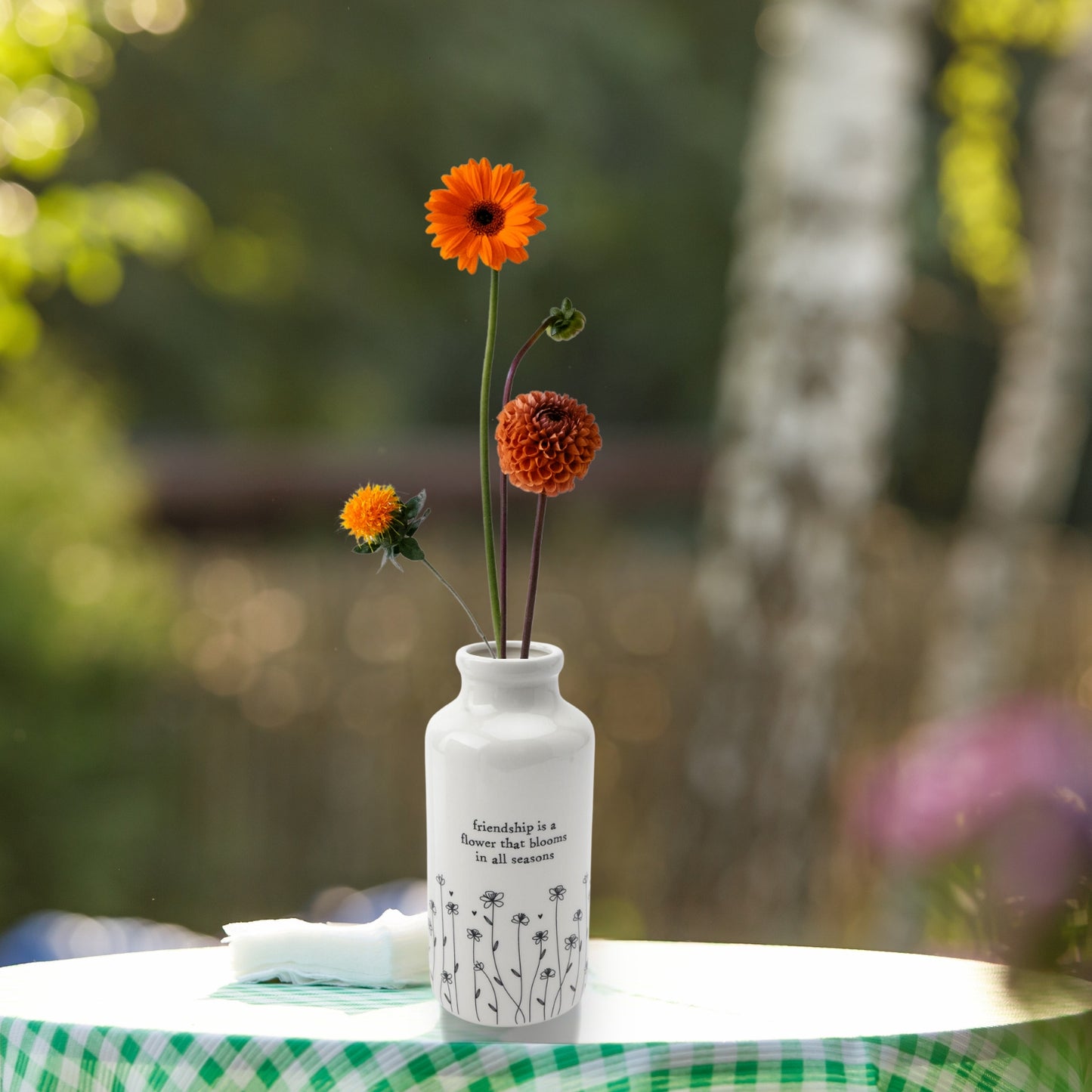 Send With Love 6" Tall Friendship Is A Flower Ceramic Bottle Vase Gift Idea