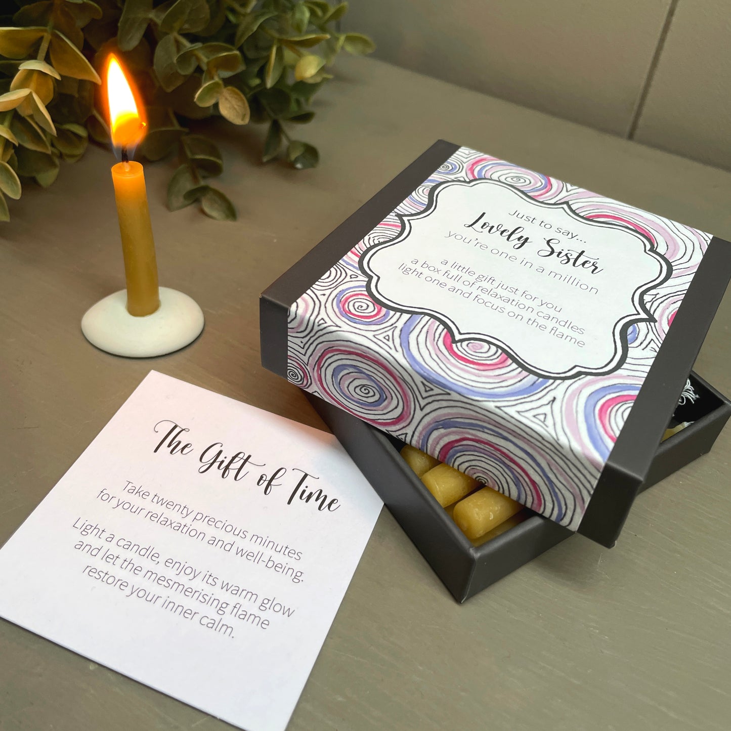 Cotton & Grey Just To Say... Lovely Sister Candles Beeswax Candle Gift Idea