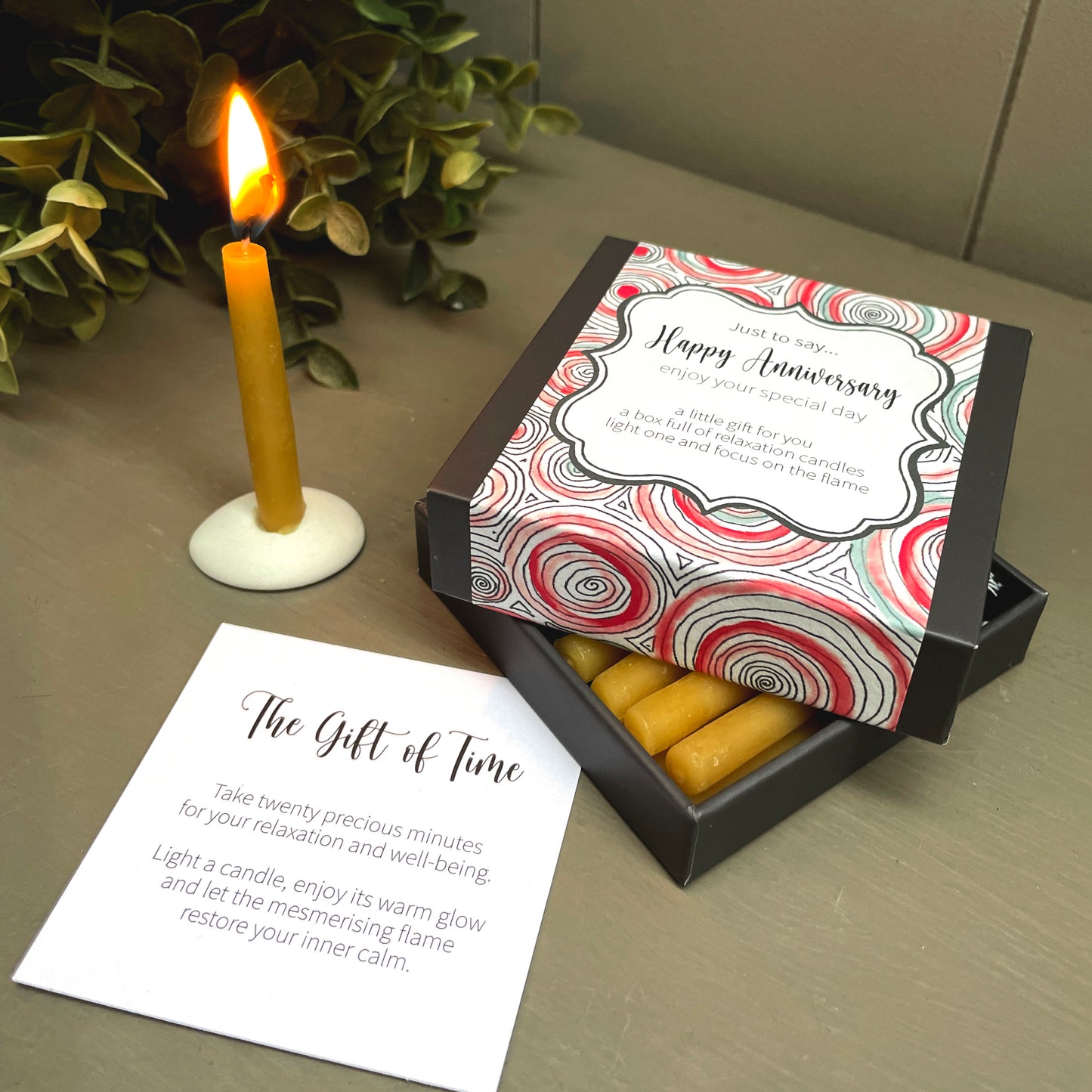 Cotton & Grey Just To Say... Happy Anniversary Candles Beeswax Candle Gift Idea