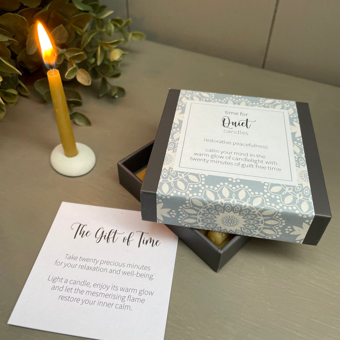 Cotton & Grey Time For Quiet Candles Calm Beeswax Candle Gift Idea