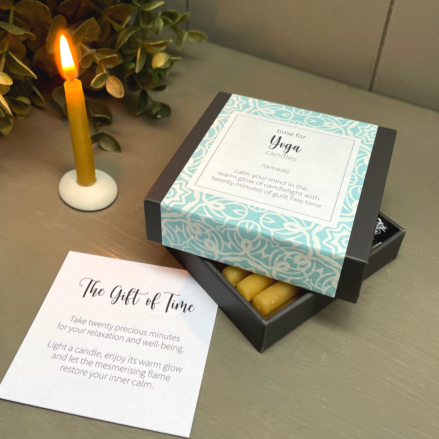 Cotton & Grey Time For Yoga Candles Yoga Calm Beeswax Candle Gift Idea