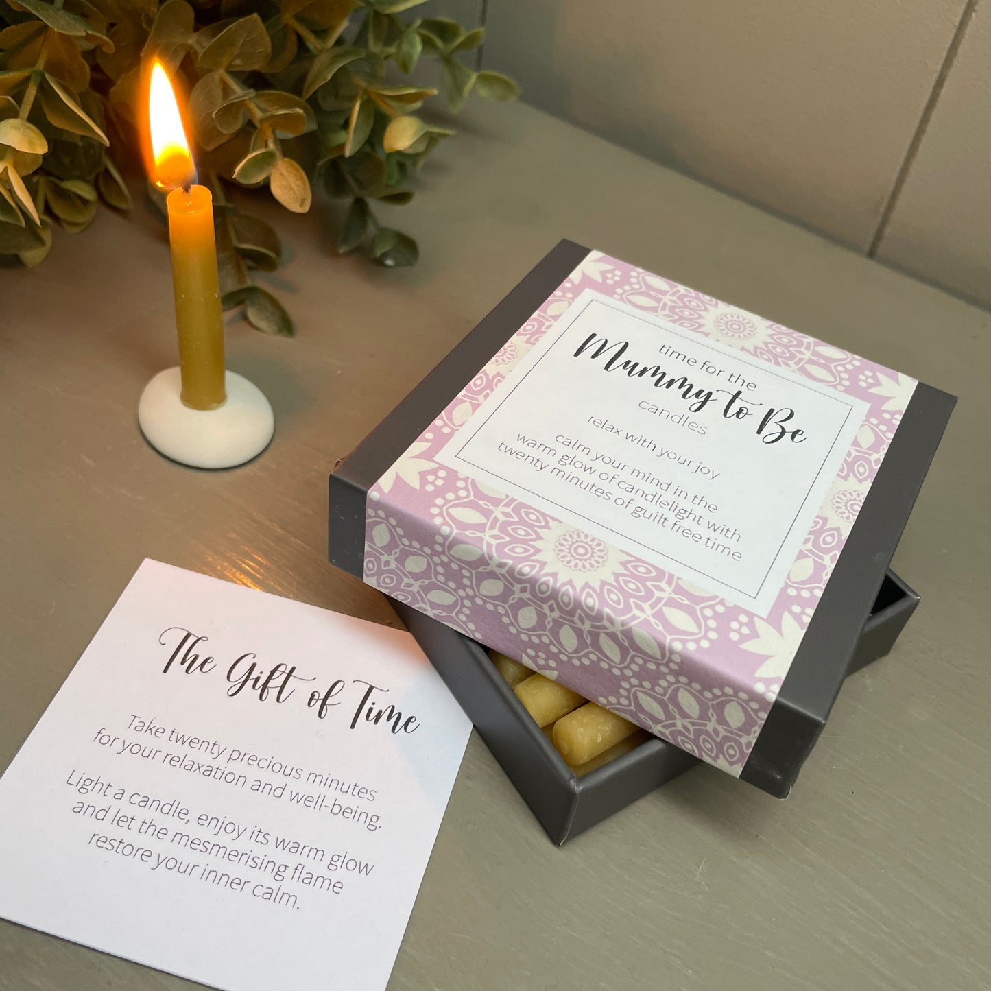 Cotton & Grey Time For Mummy To Be Candles Beeswax Candle Gift Idea