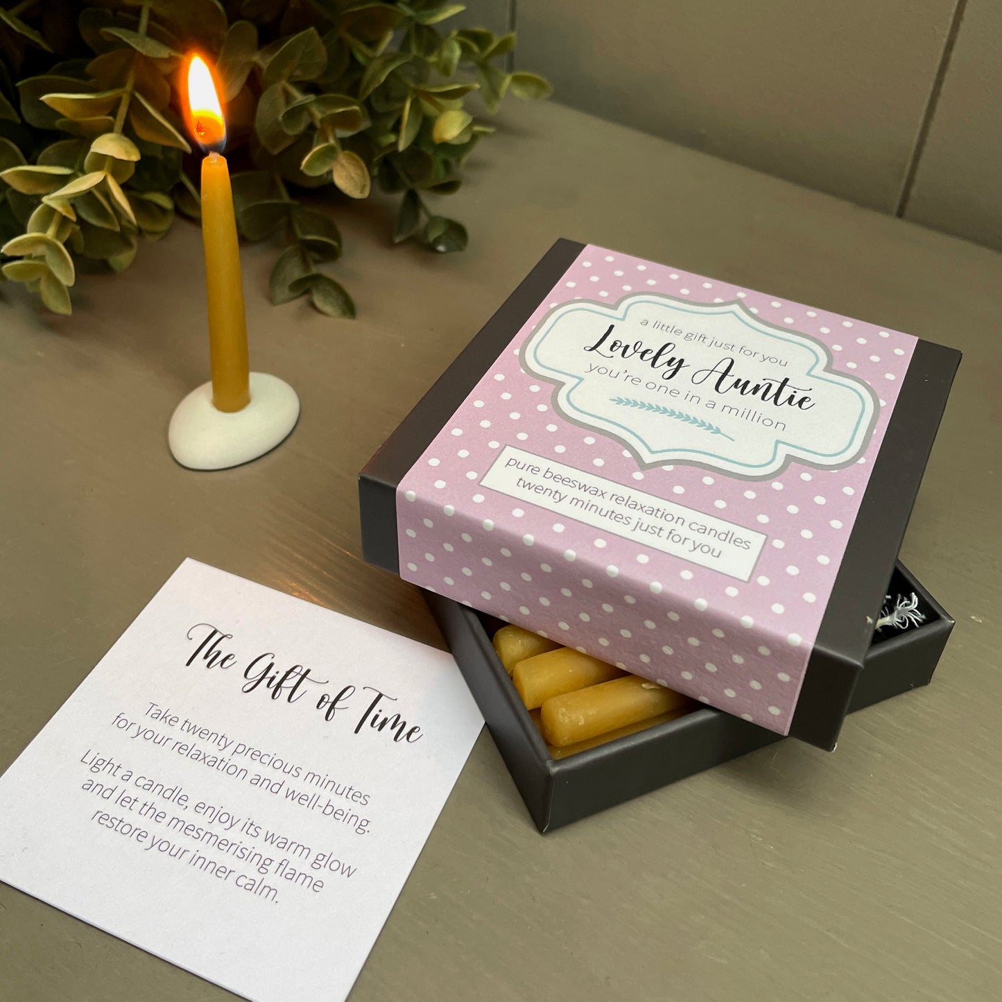 Cotton & Grey Lovely Auntie Candles Beeswax Candle Gift Idea