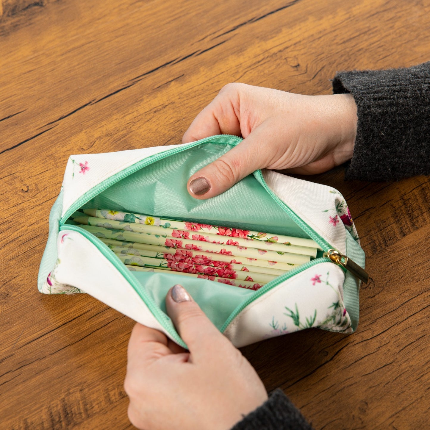 Gifted Stationery Pencil Case Wild Harmony Design Zipped Fabric Pouch