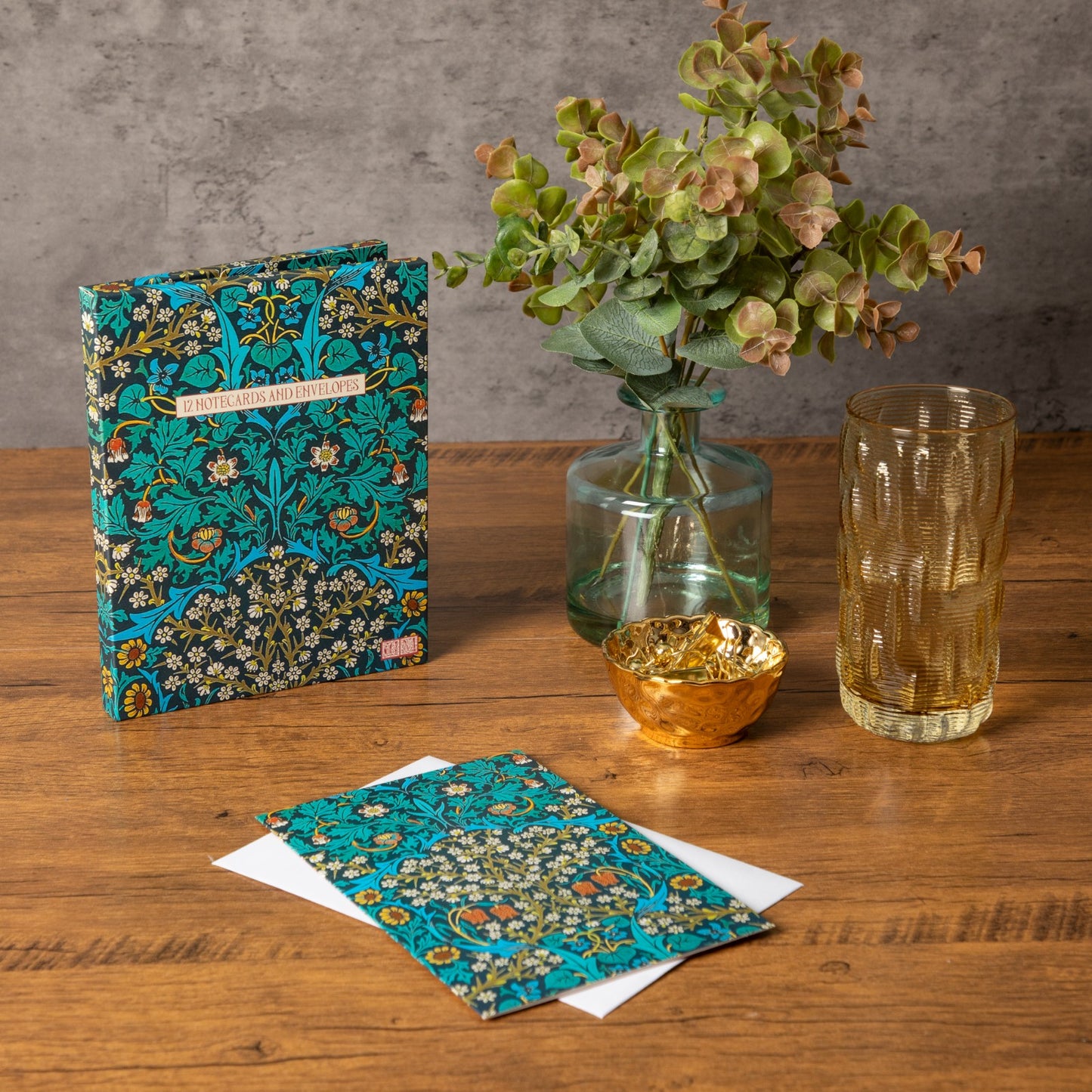Gifted Stationery Notecard Wallet Blue William Morris Blackthorn 12 Notecards