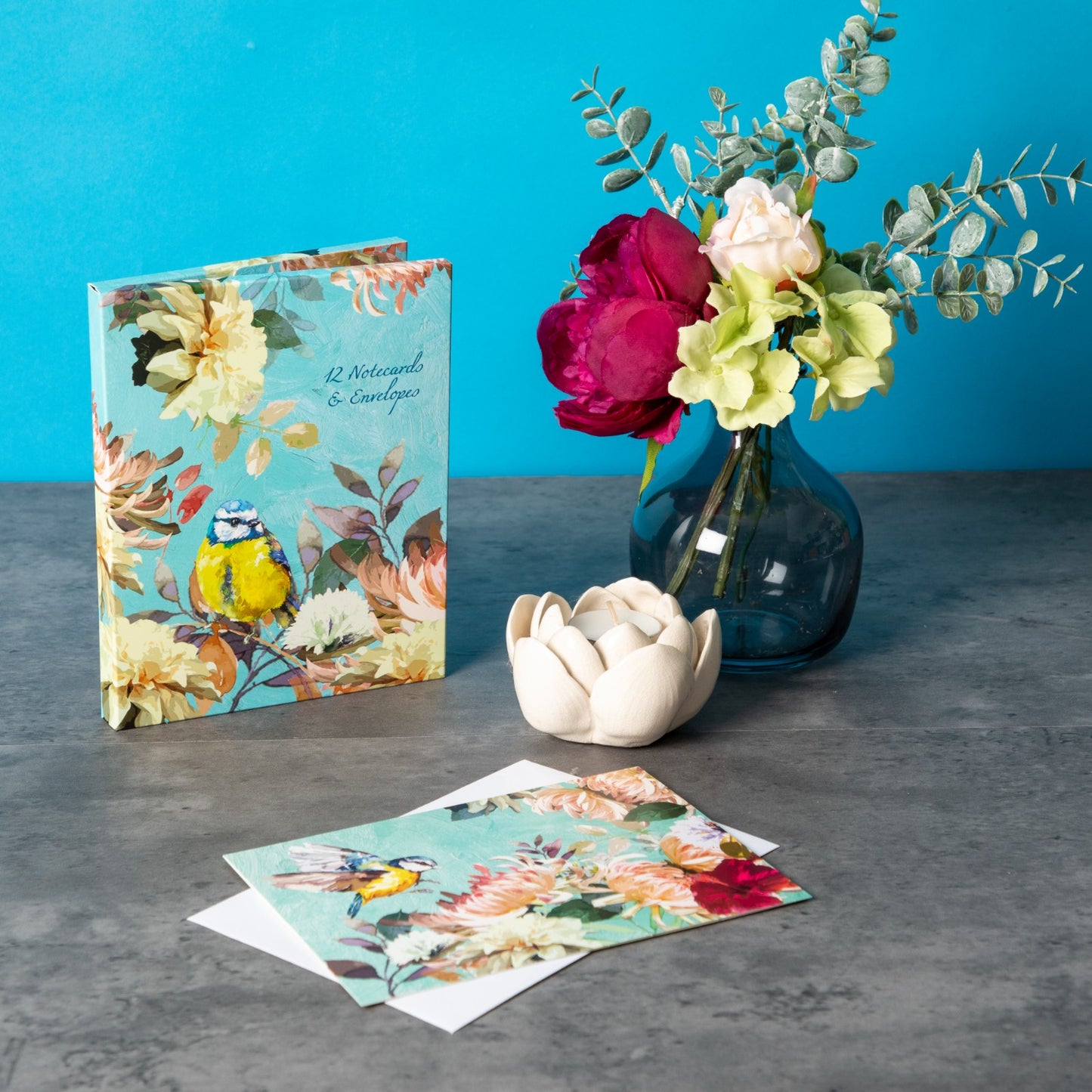 Gifted Stationery Notecard Wallet Blue Symphony Design 12 Notecards & Envelopes
