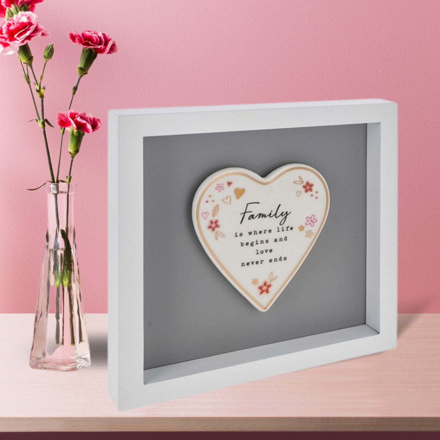 Heartfelt Art Family Where Life Begins & Love Never Ends Wall Plaque Gift Idea