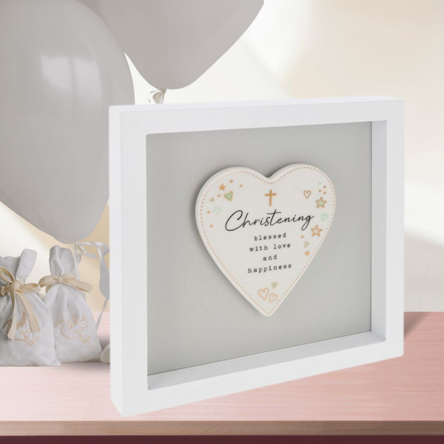 Heartfelt Art Christening Blessed With Love & Happiness Wall Plaque Gift Idea