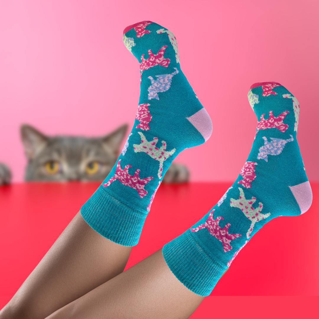 Snazzy Socks Cats You're Purr-Fect! Ladies Socks Size 4-7 Novelty Sock Gift