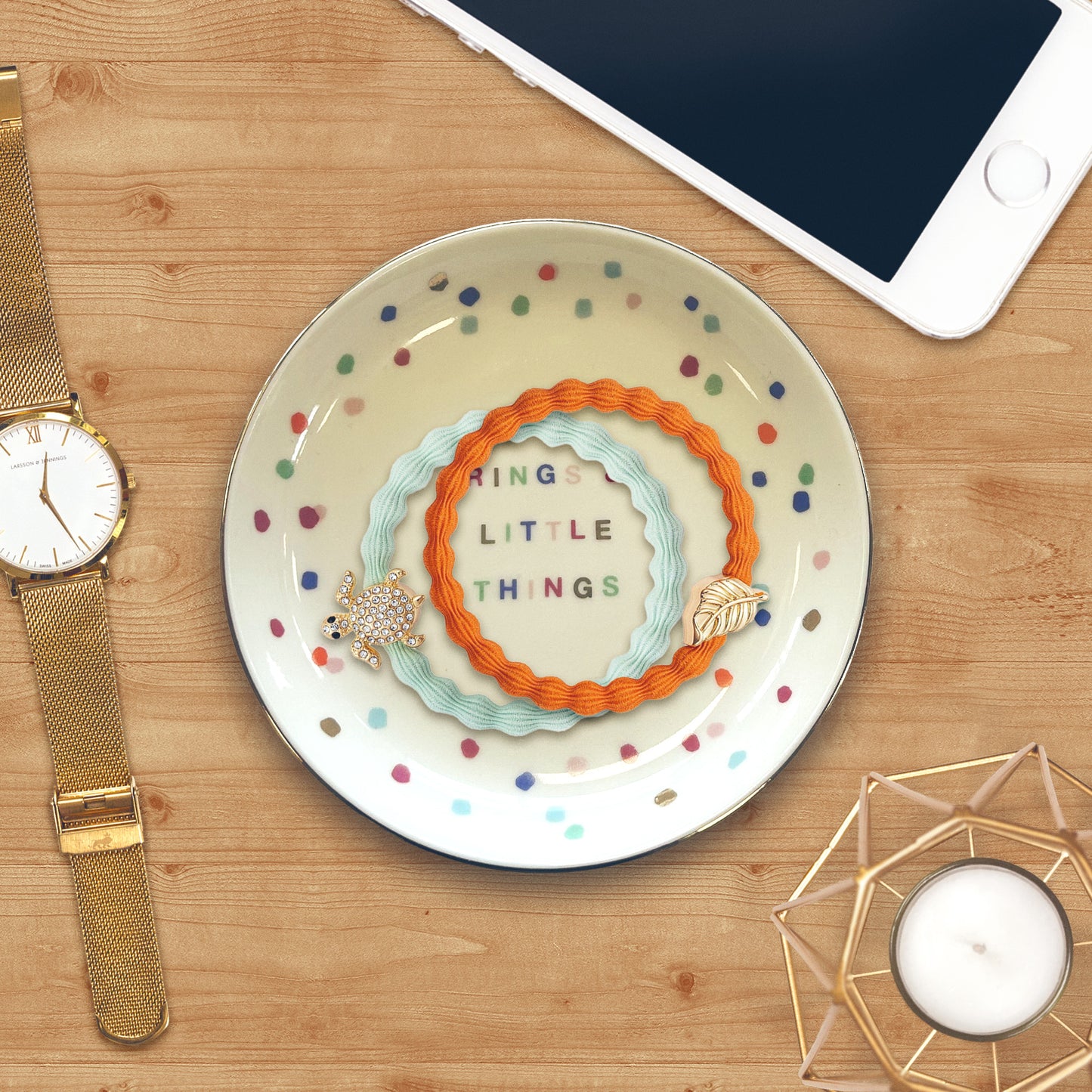 Round Rings & Little Things Ceramic Trinket Tray Jewellery Dish Gift For Her
