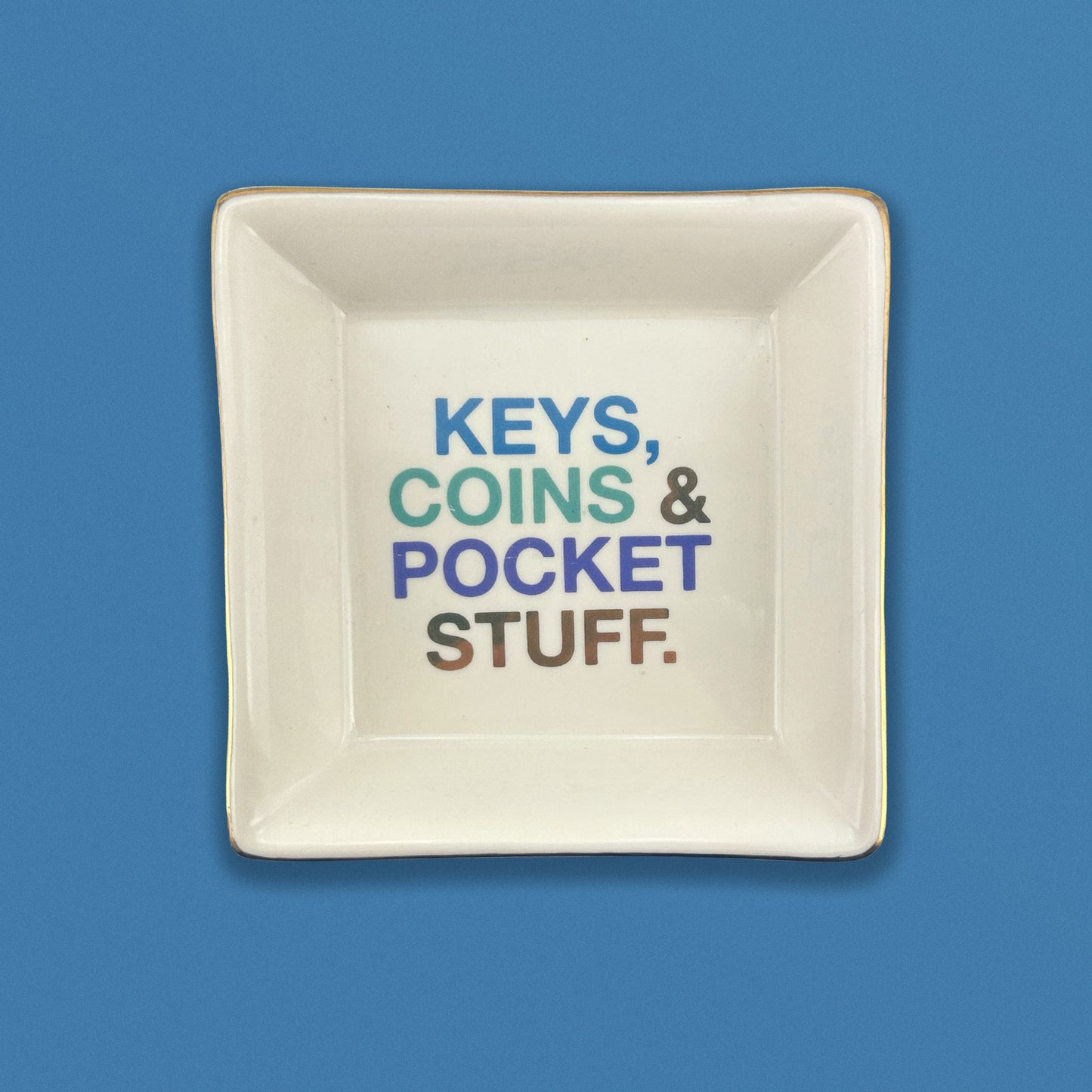 Keys, Coins & Pocket Stuff Ceramic Trinket Tray Man Dish Decorative Gift For Him