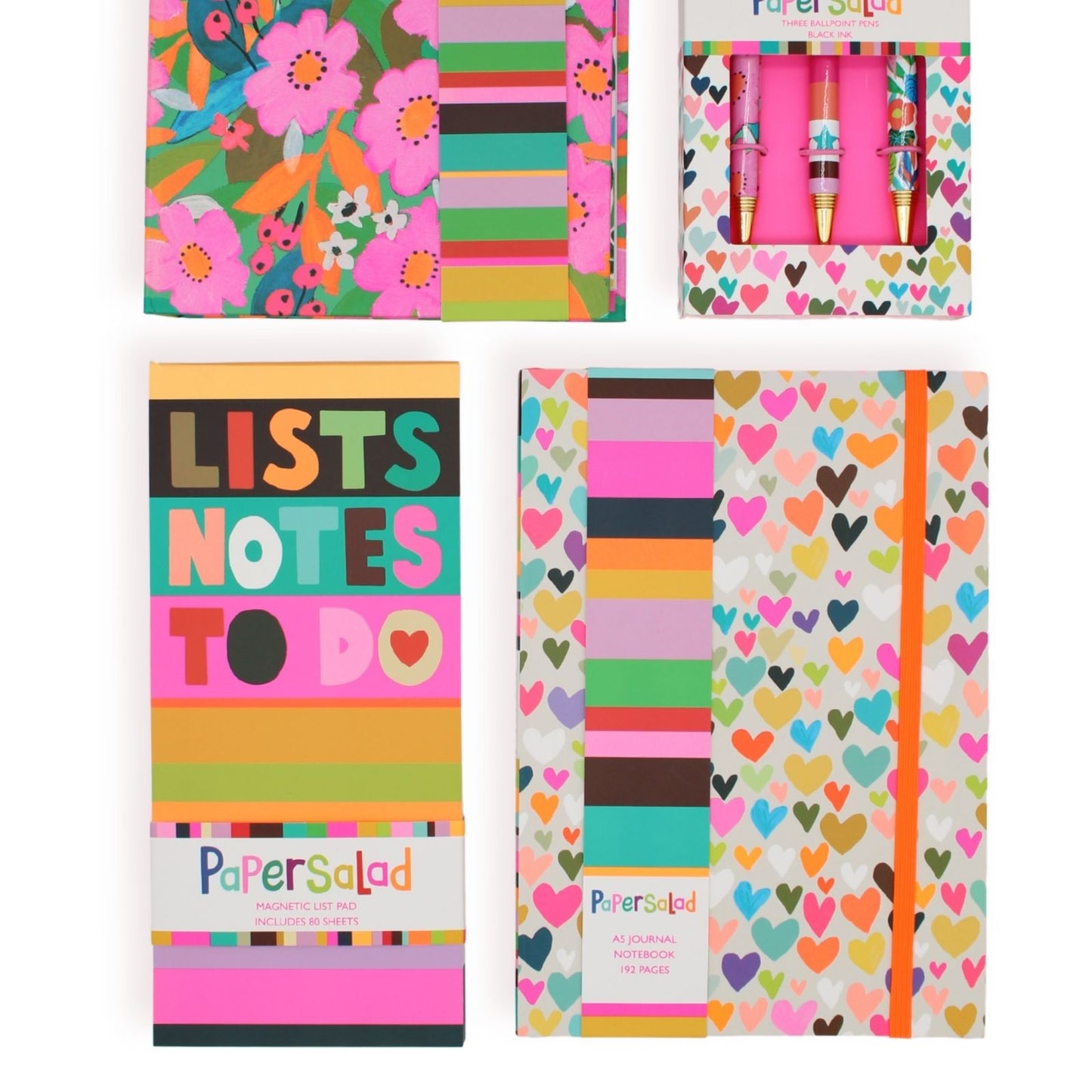 Paper Salad Stationery A5 Journal Colourful Neon Hearts Notebook Gift Idea
