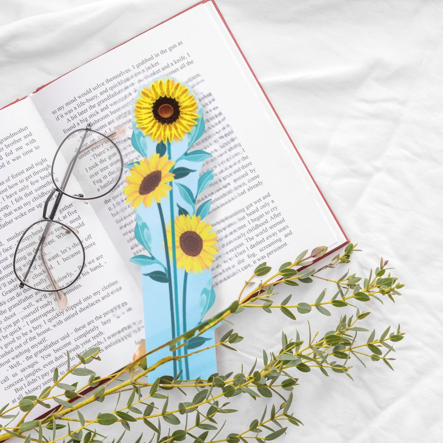 Origamo Quilled Bookmark Yellow Sunflowers Handmade Reading Book Lover Gift