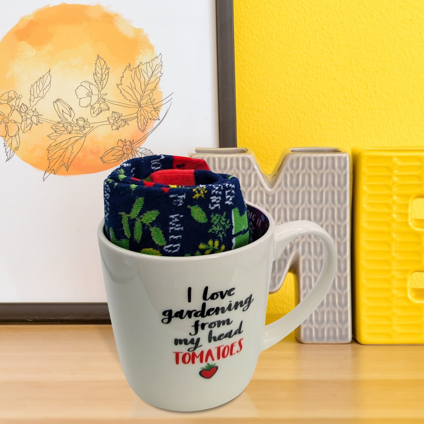 I Love Gardening From My Head Tomatoes Mug & Socks Set For Him Gift Set