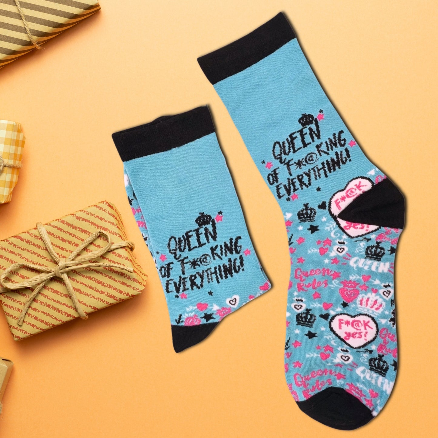Queen Of F*@King Everything! Socks For Her UK 4-7 Bamboo Socks Novelty Gift Idea