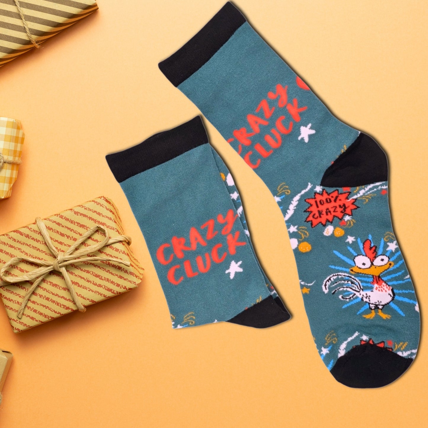 Fun 100% Crazy Cluck Socks For Her UK 4-7 Bamboo Socks Novelty Gift Idea