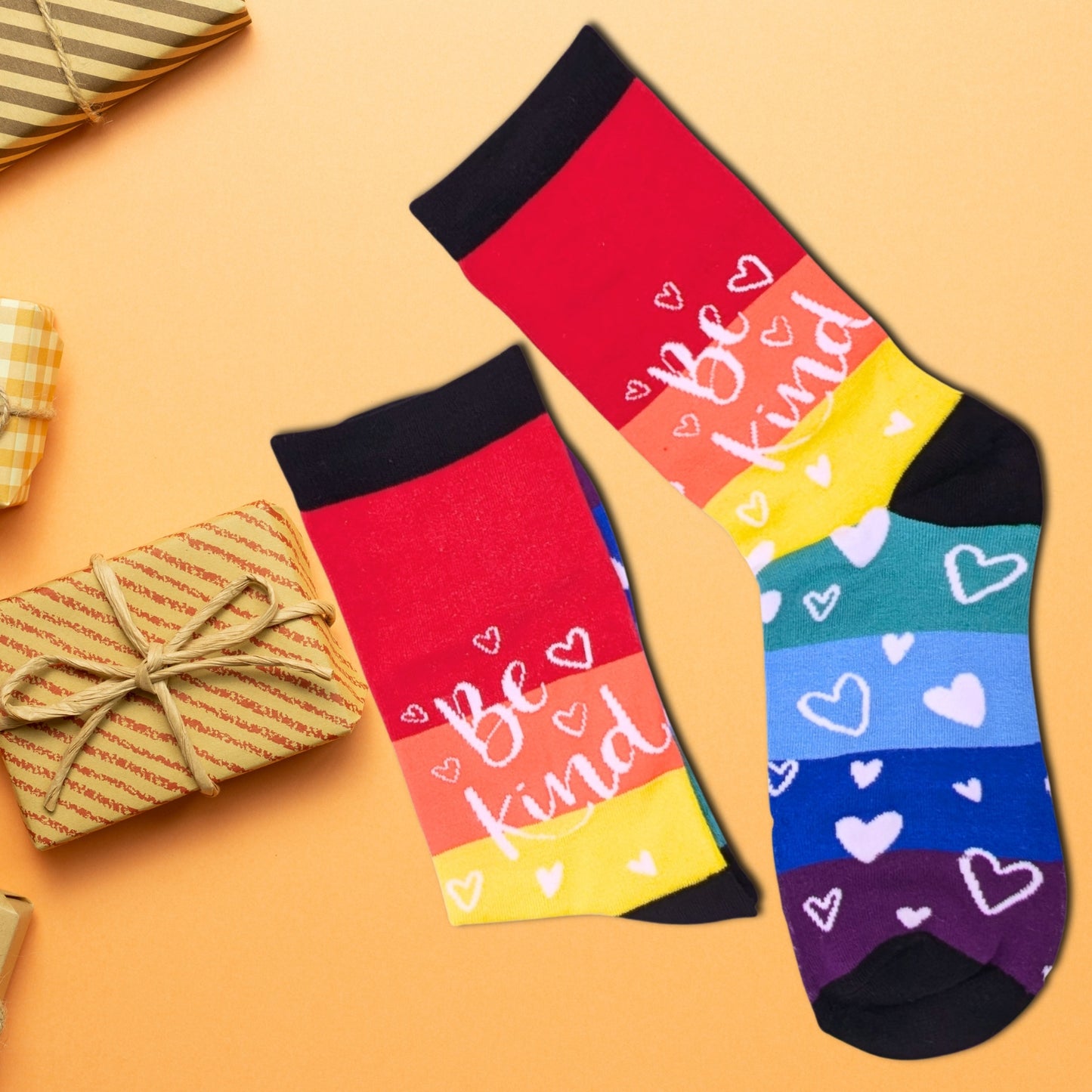 Be Kind Rainbow Socks For Her UK 4-7 Kindness Bamboo Socks Novelty Gift Idea