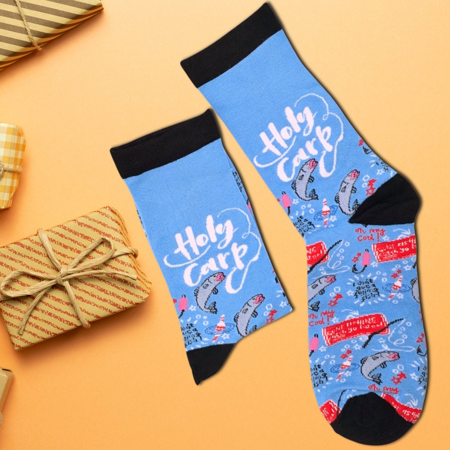 Holy Carp Fishing Socks For Him UK 8-11 Bamboo Socks Novelty Gift Idea