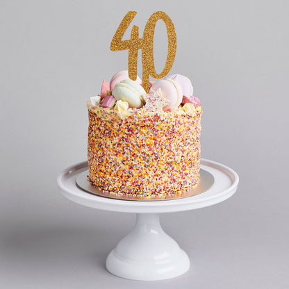 Hootyballoo Gold '40' Cake Topper Glitter Cake Decoration Birthday Partyware