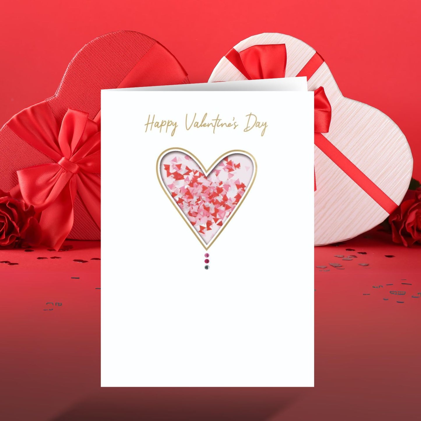 Happy Valentines Love A-Shakin'! Valentines Day Hand-Finished Greeting Card
