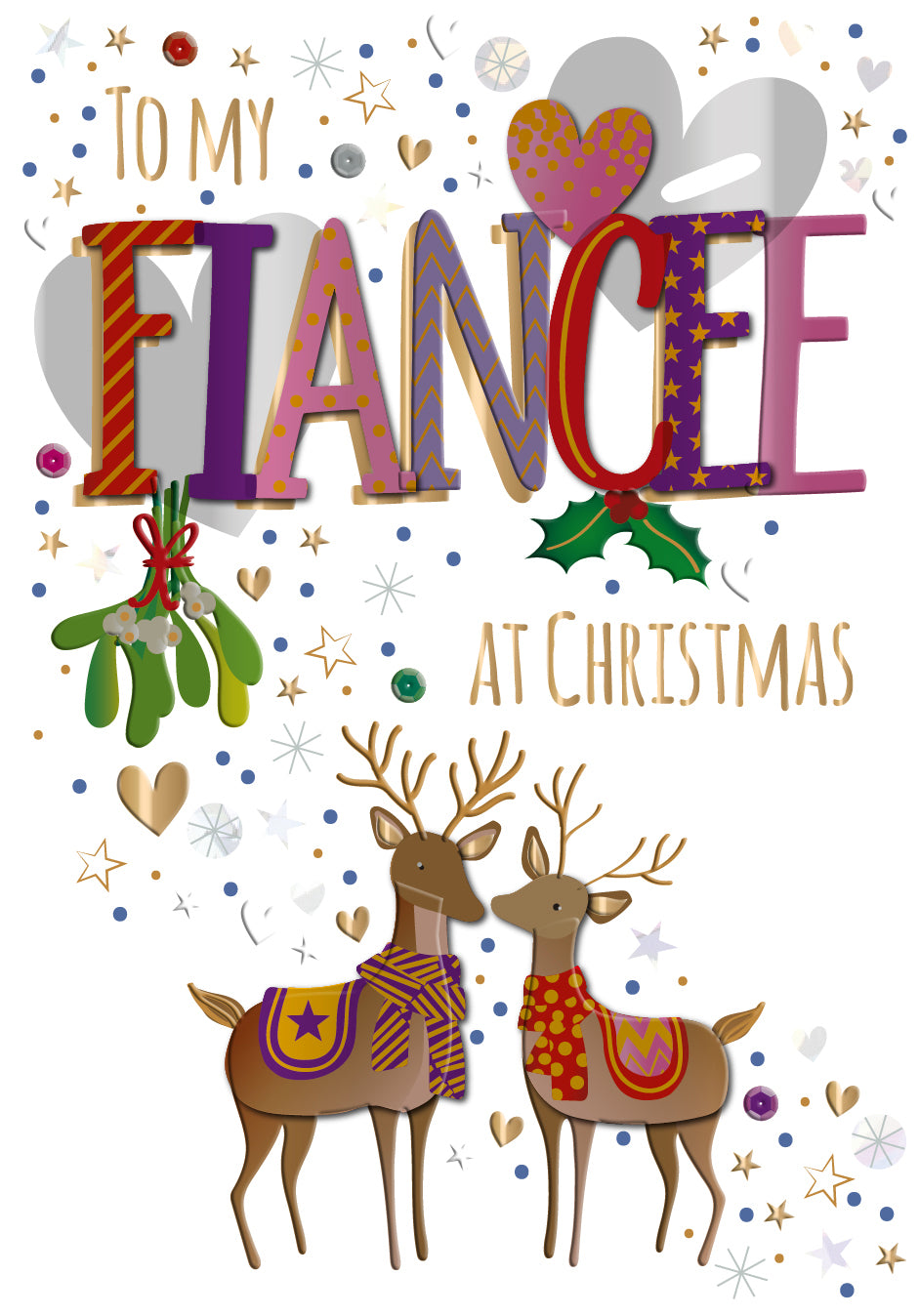 My Fiancee At Christmas Embellished Christmas Greeting Card