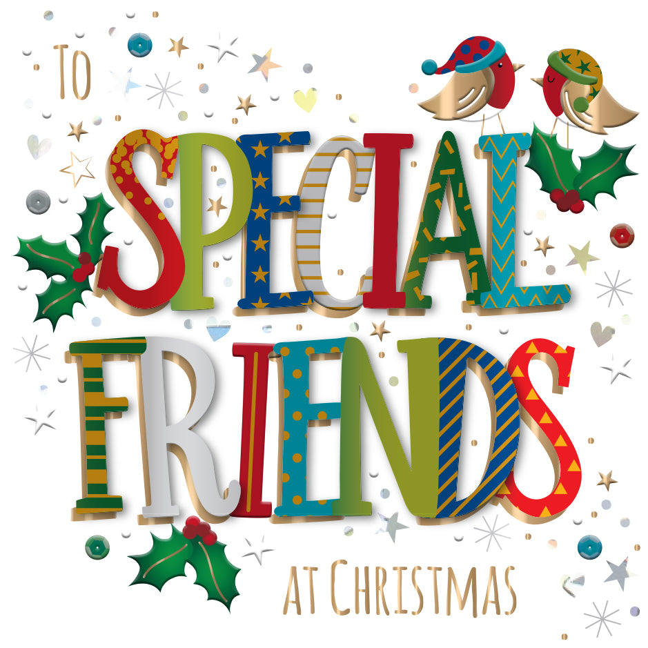 To Special Friends Embellished Christmas Greeting Card