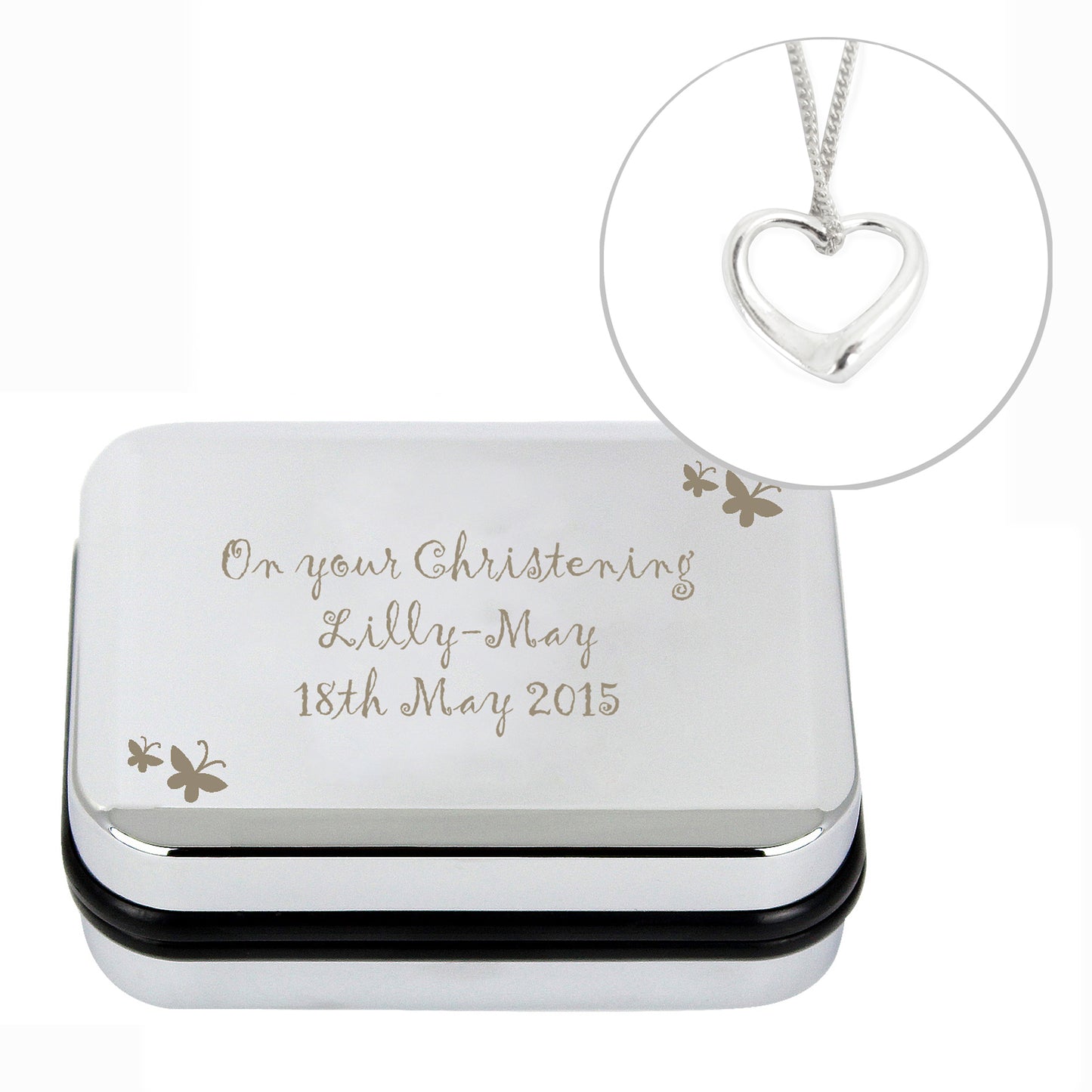 Personalised Butterfly Heart Necklace and Box - Personalise It!