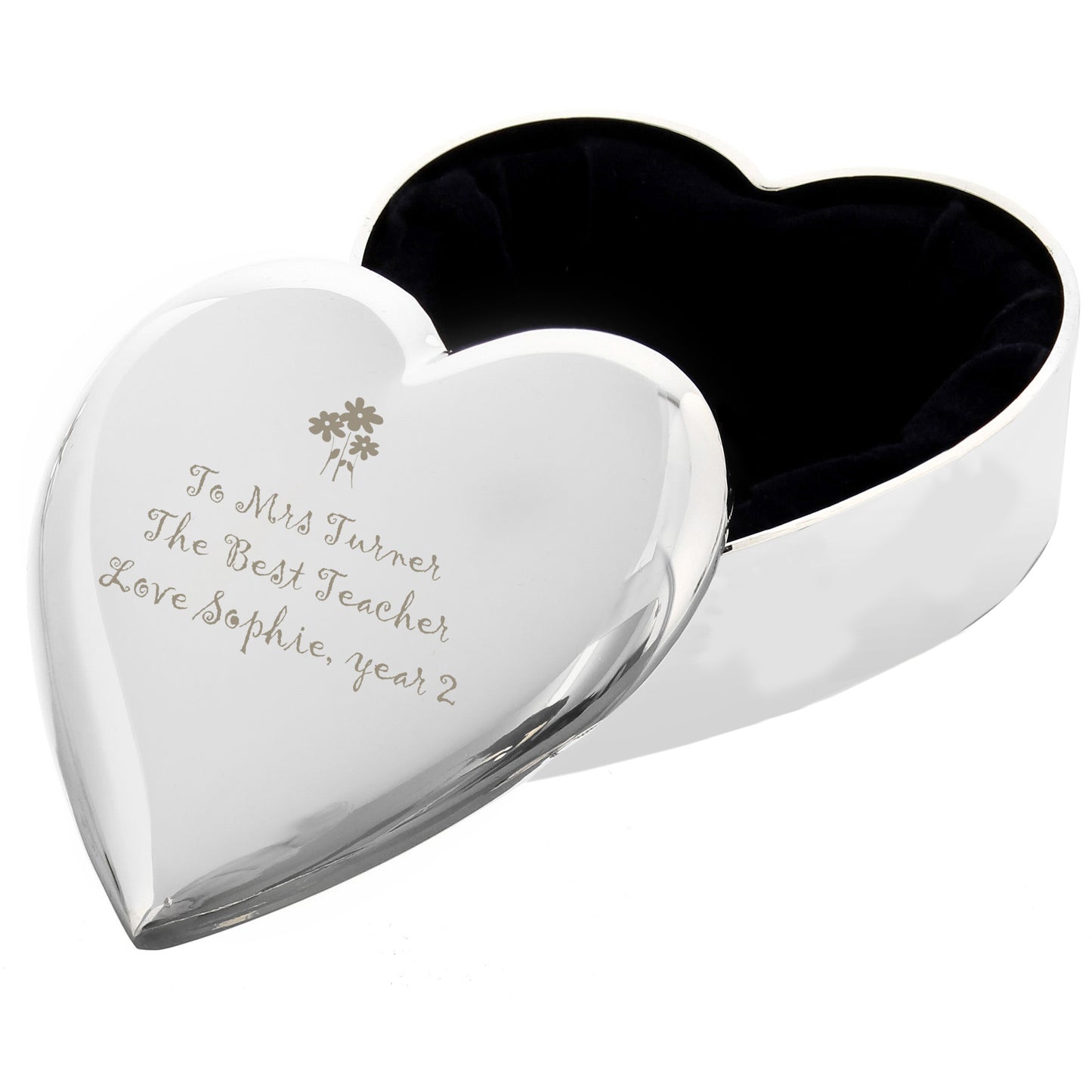 Personalised Teacher Heart Flowers Trinket Box - Personalise It!