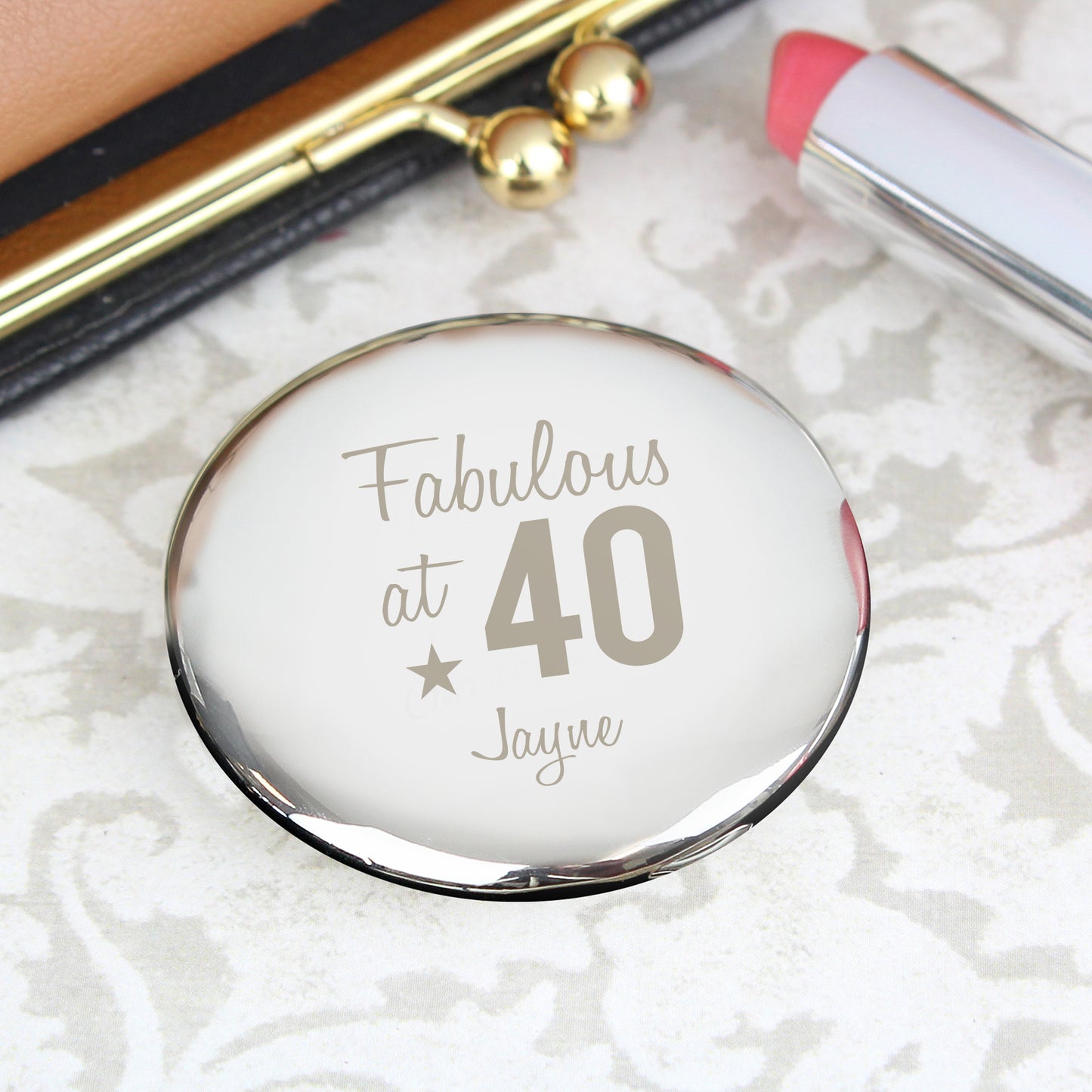 Personalised Fabulous Birthday Big Age Compact Mirror - Personalise It!