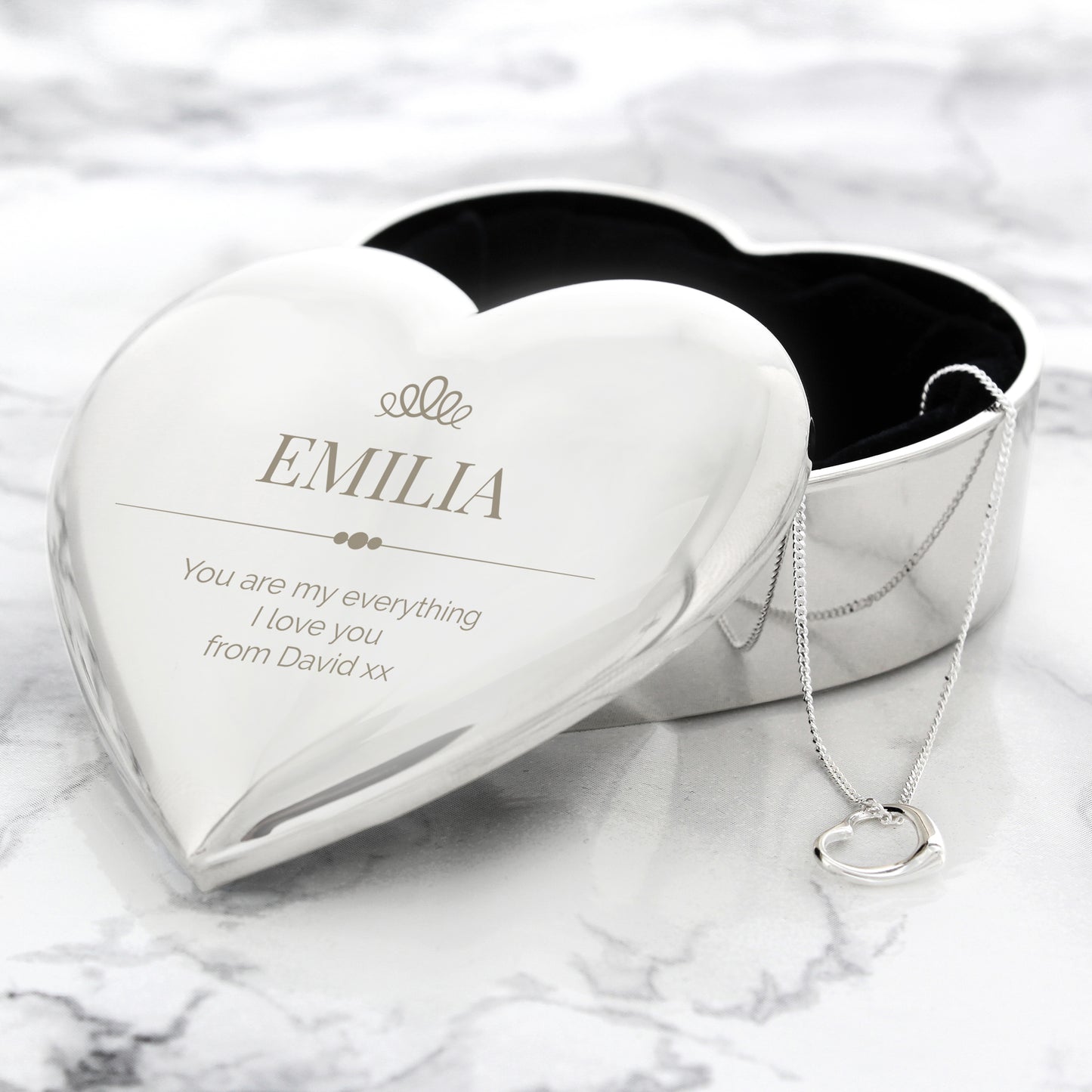 Personalised Elegant Crown Heart Trinket Box & Necklace Set - Personalise It!