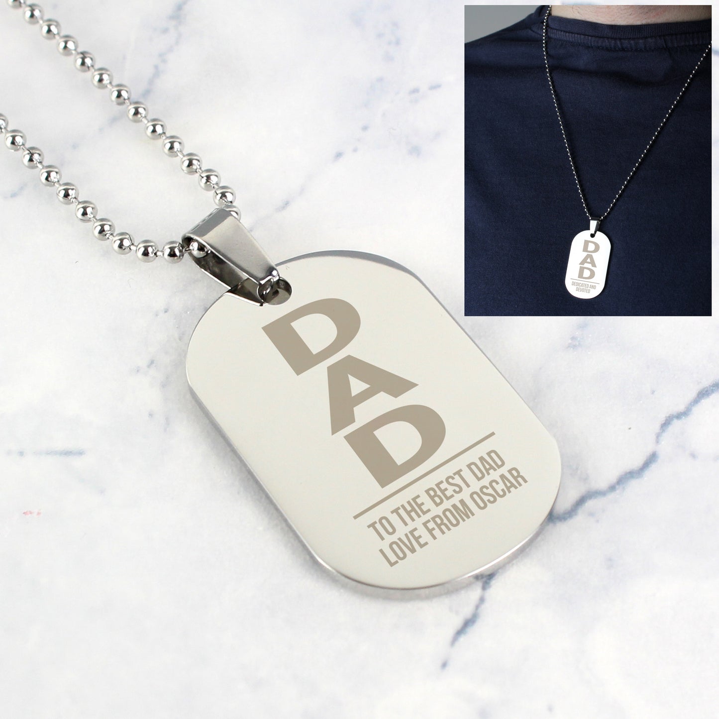Personalised Dad Stainless Steel Dog Tag Necklace - Personalise It!