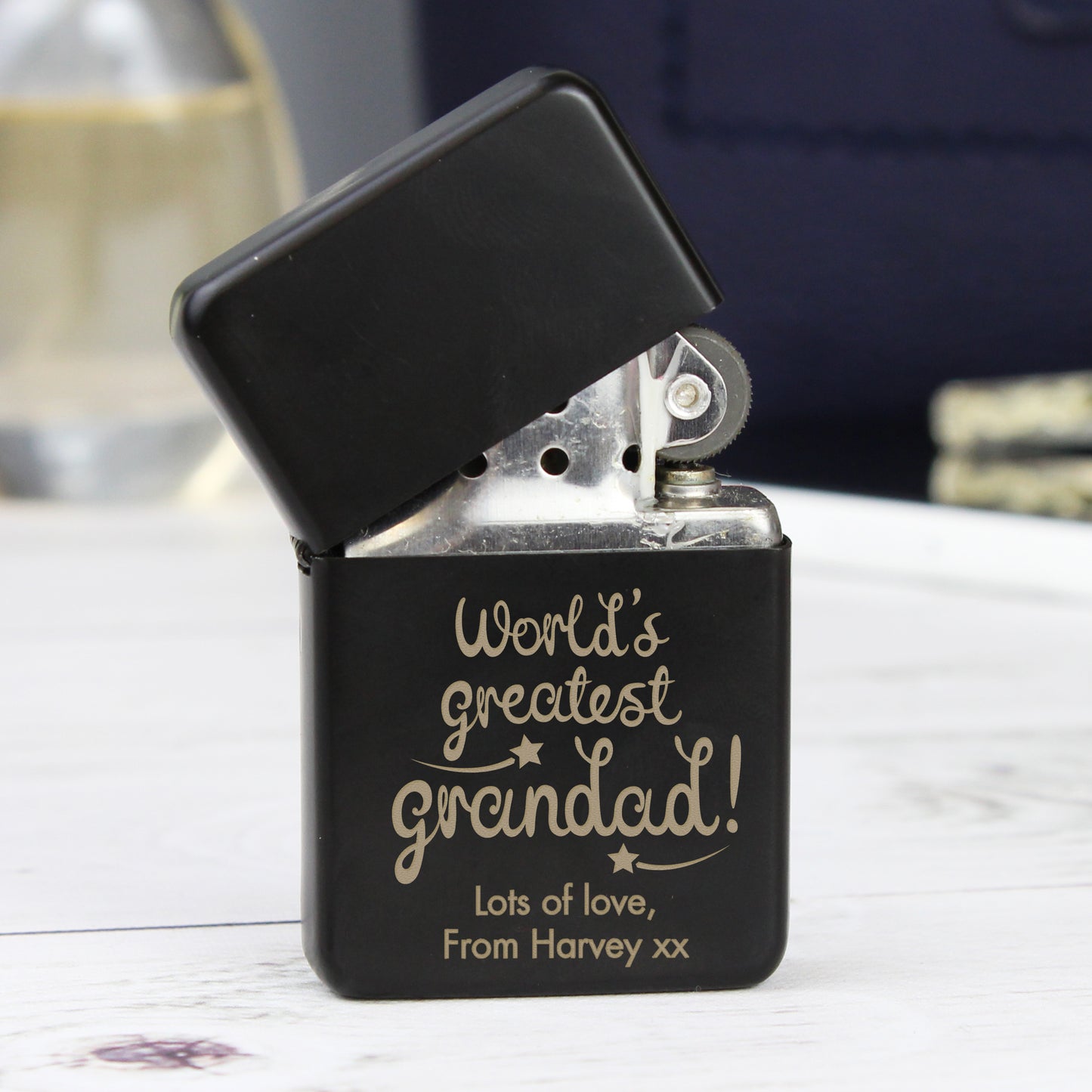 Personalised 'World's Greatest Grandad' Black Lighter - Personalise It!