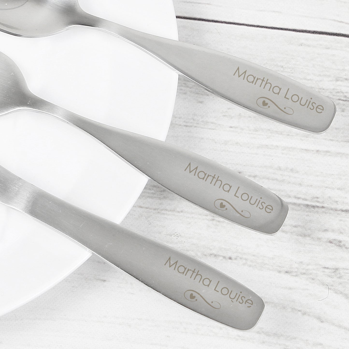 Personalised 3 Piece Swirls & Hearts Cutlery Set - Personalise It!