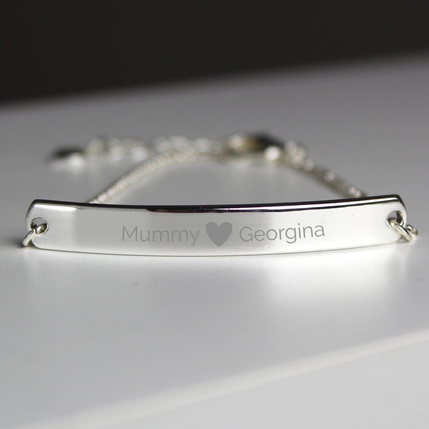 Personalised Silver Tone Heart Bar Bracelet - Personalise It!