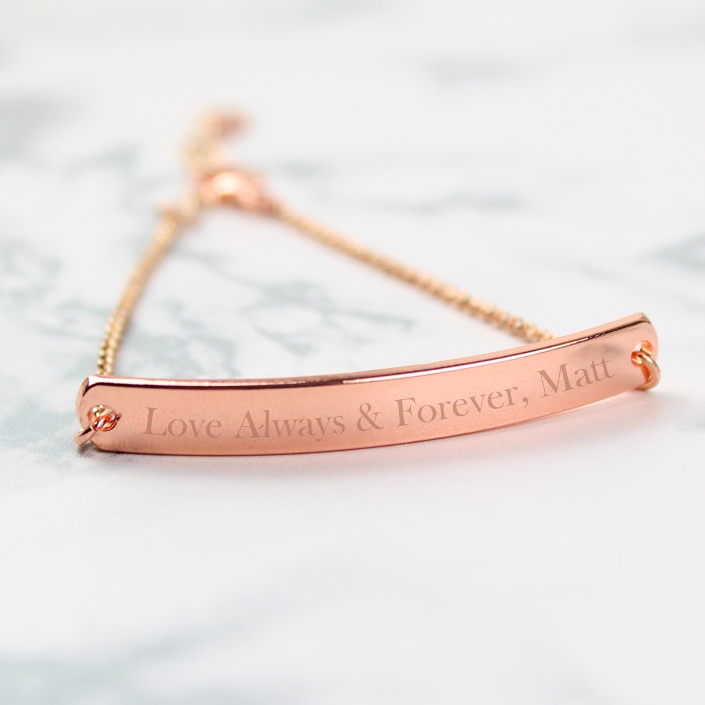 Personalised Rose Gold Tone Bar Bracelet - Personalise It!