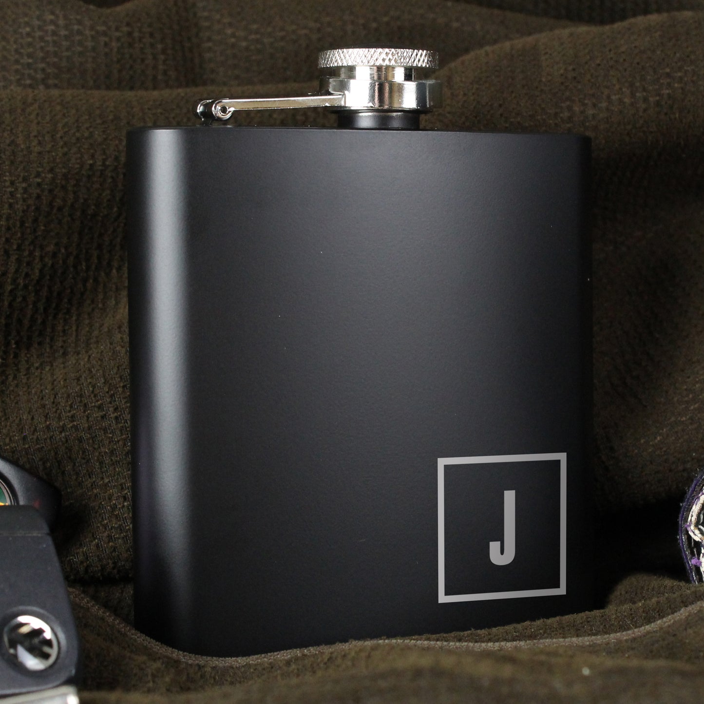 Personalised Initials Black Hip Flask - Personalise It!