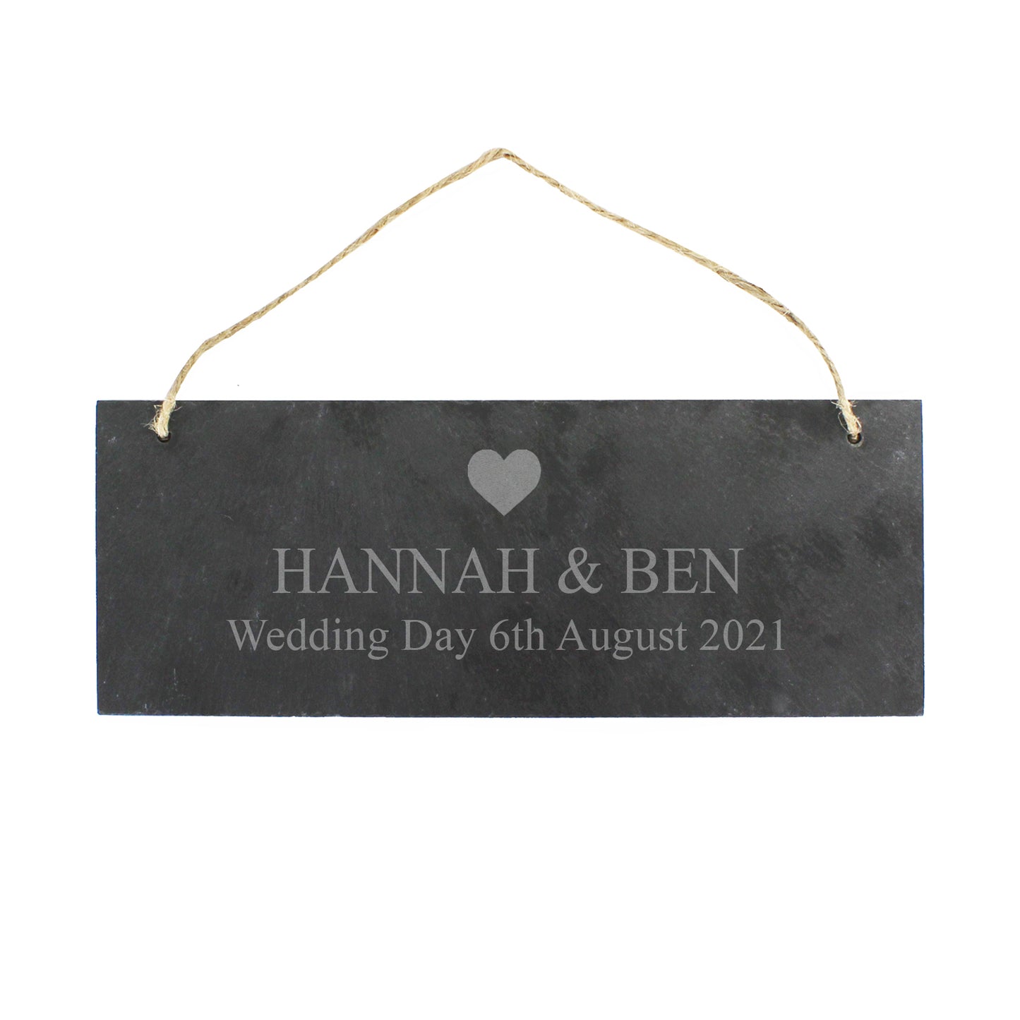 Personalised Heart Motif Hanging Slate Plaque - Personalise It!