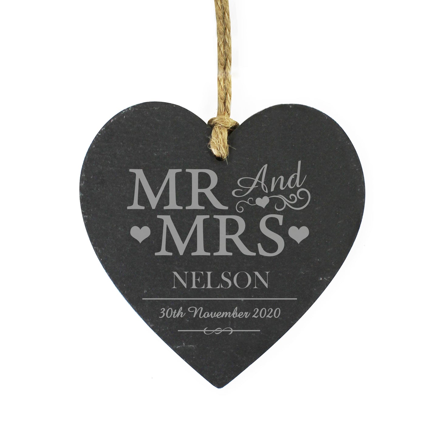 Personalised Mr & Mrs Slate Heart Decoration - Personalise It!