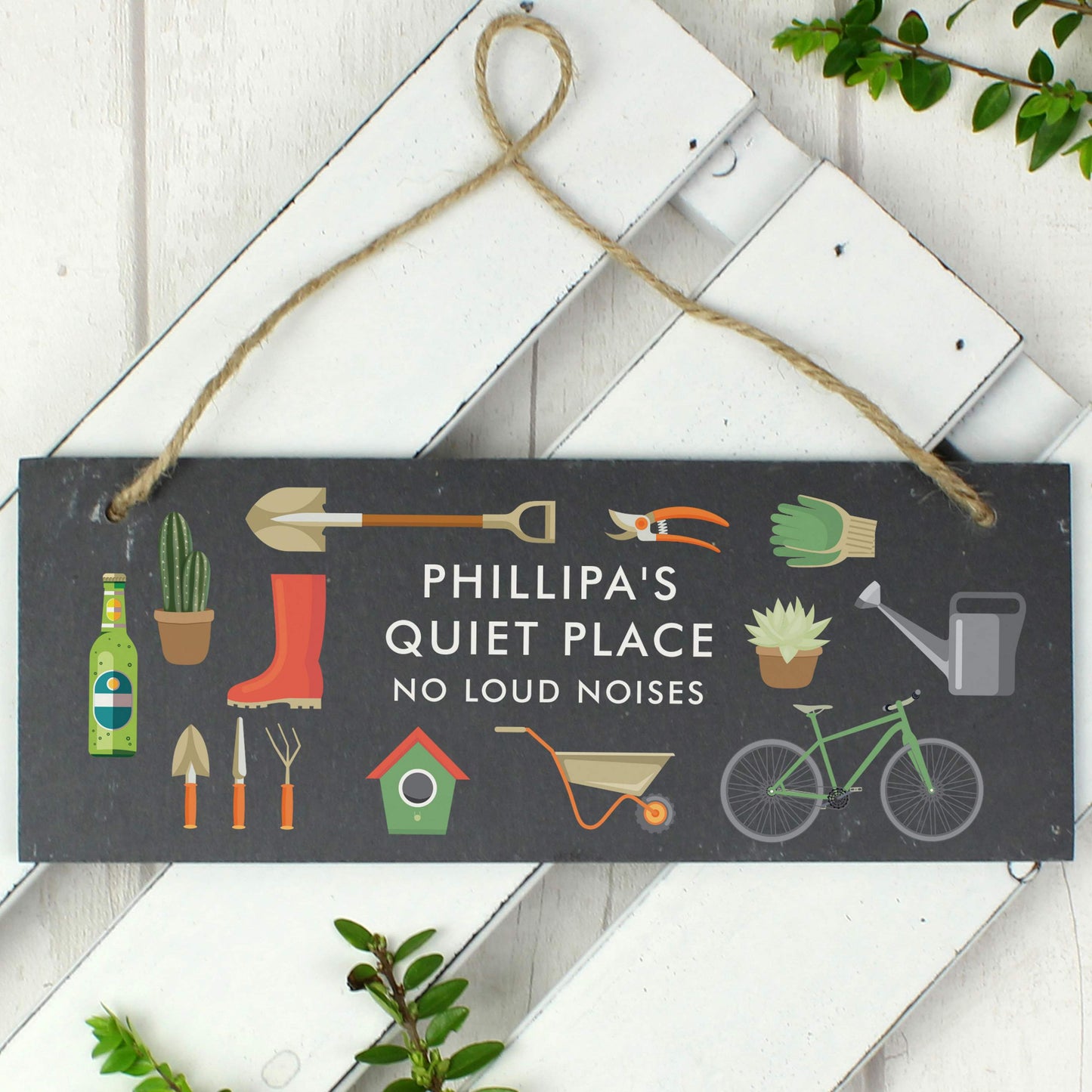 Personalised Garden Printed Hanging Slate Plaque - Personalise It!