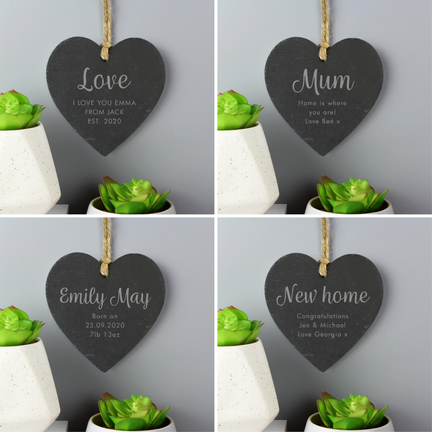 Personalised Free Text Slate Heart Decoration - Personalise It!