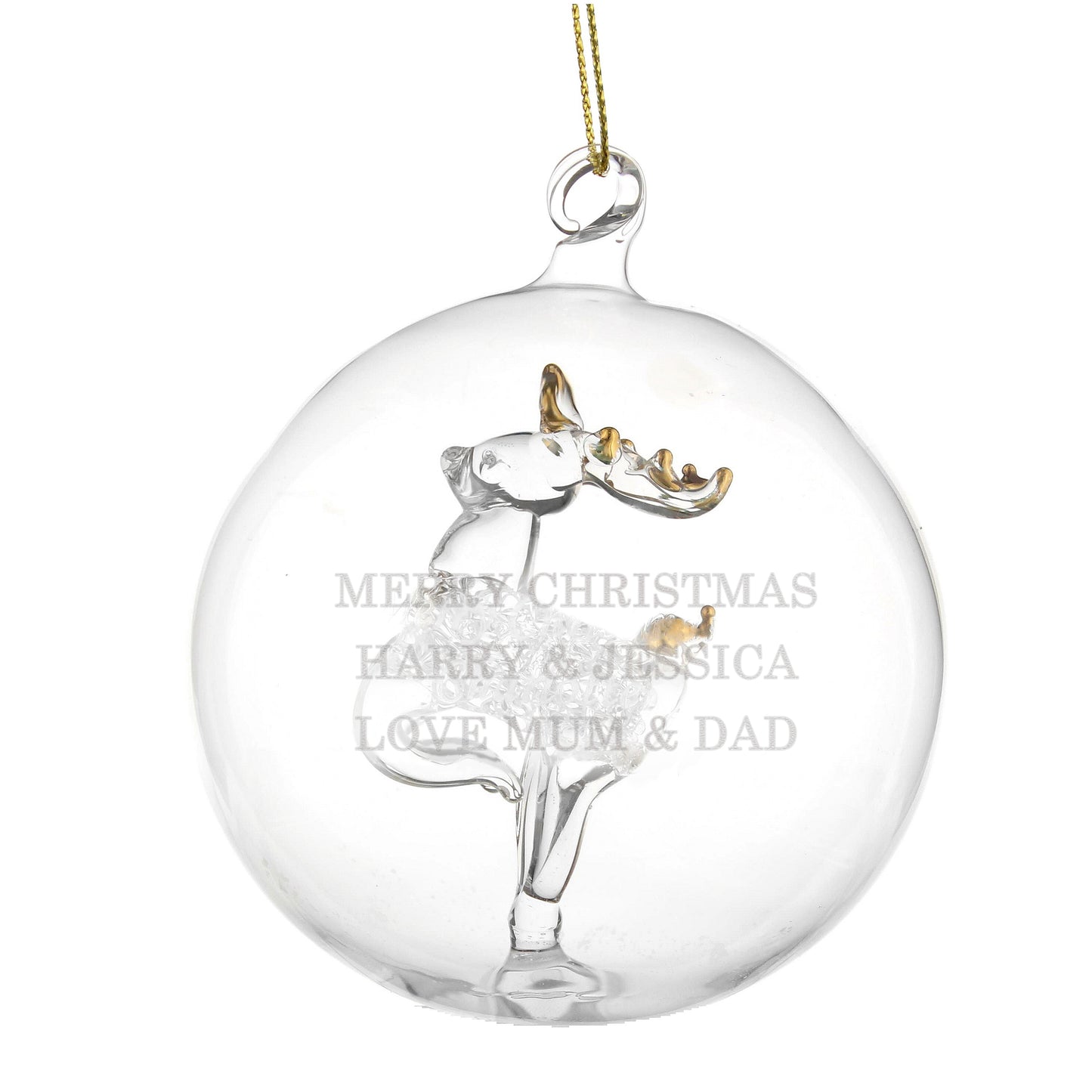 Personalised Glass Reindeer Bauble - Personalise It!